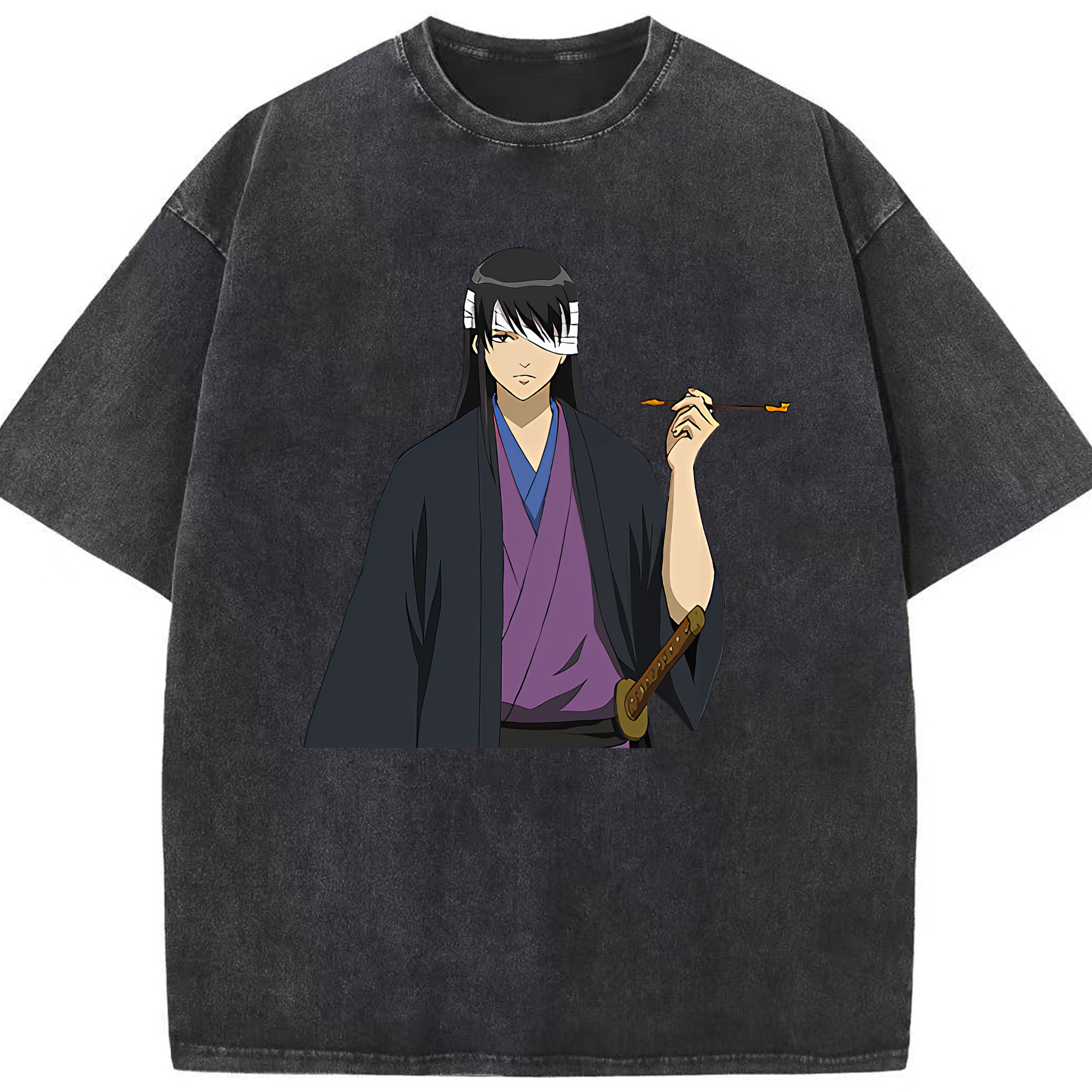 （画像用） ぎんたま 坂田銀時（さかたぎんとき） 神楽 志村新八（しむら しんぱち） GINTAMA Sakata Gintoki Kagura Shimura Shinpachi 綿100% ヴィンテージ風 半袖Tシャツ（フロントプリント）