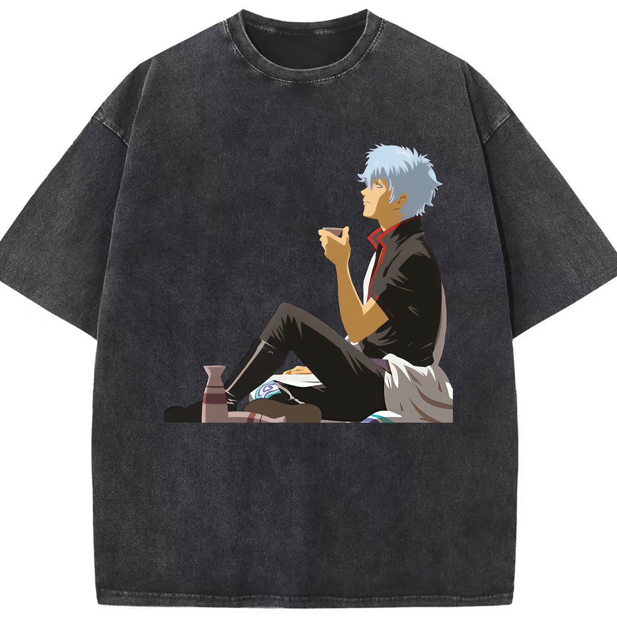 （画像用） ぎんたま 坂田銀時（さかたぎんとき） 神楽 志村新八（しむら しんぱち） GINTAMA Sakata Gintoki Kagura Shimura Shinpachi 綿100% ヴィンテージ風 半袖Tシャツ（フロントプリント）