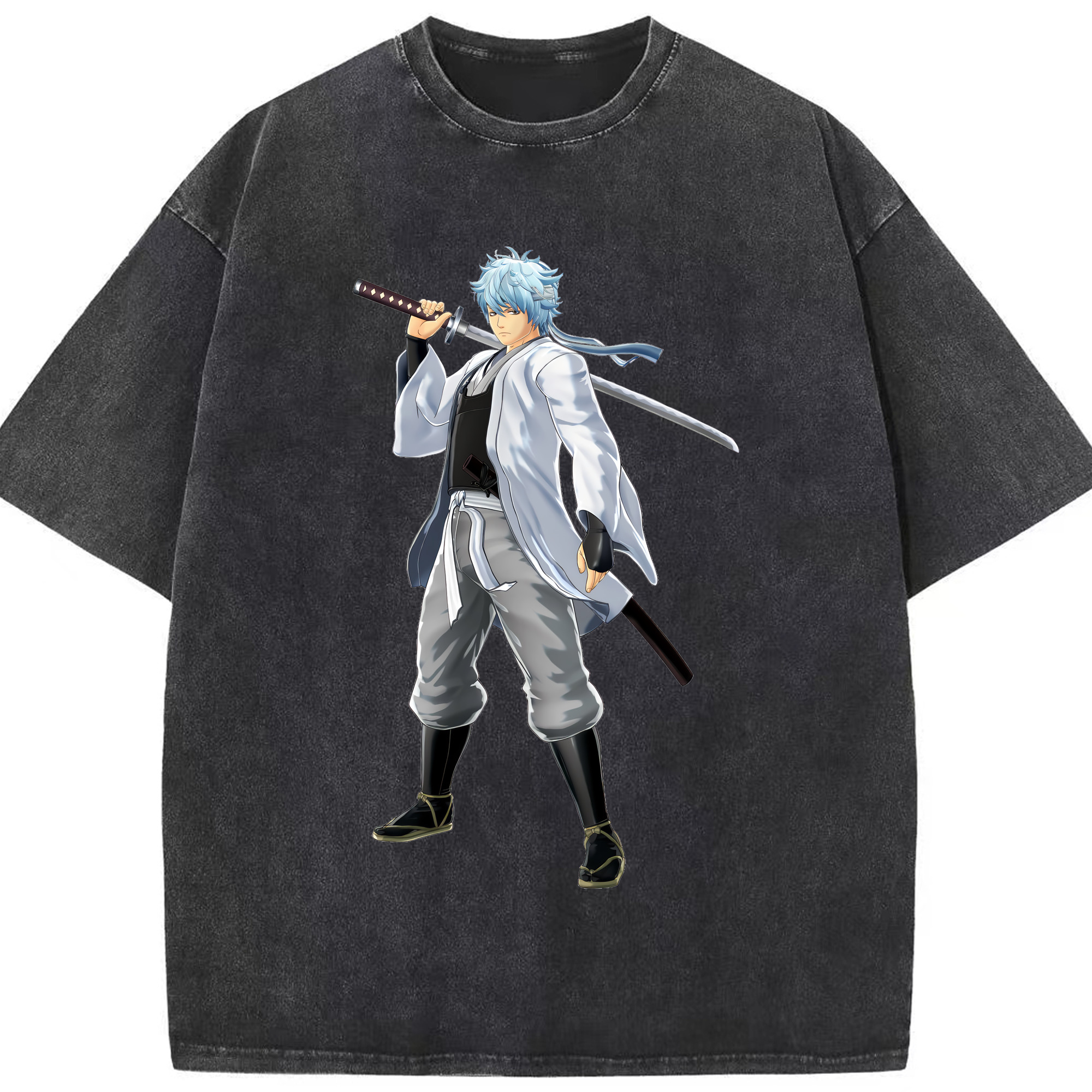 （画像用） ぎんたま 坂田銀時（さかたぎんとき） 神楽 志村新八（しむら しんぱち） GINTAMA Sakata Gintoki Kagura Shimura Shinpachi 綿100% ヴィンテージ風 半袖Tシャツ（フロントプリント）