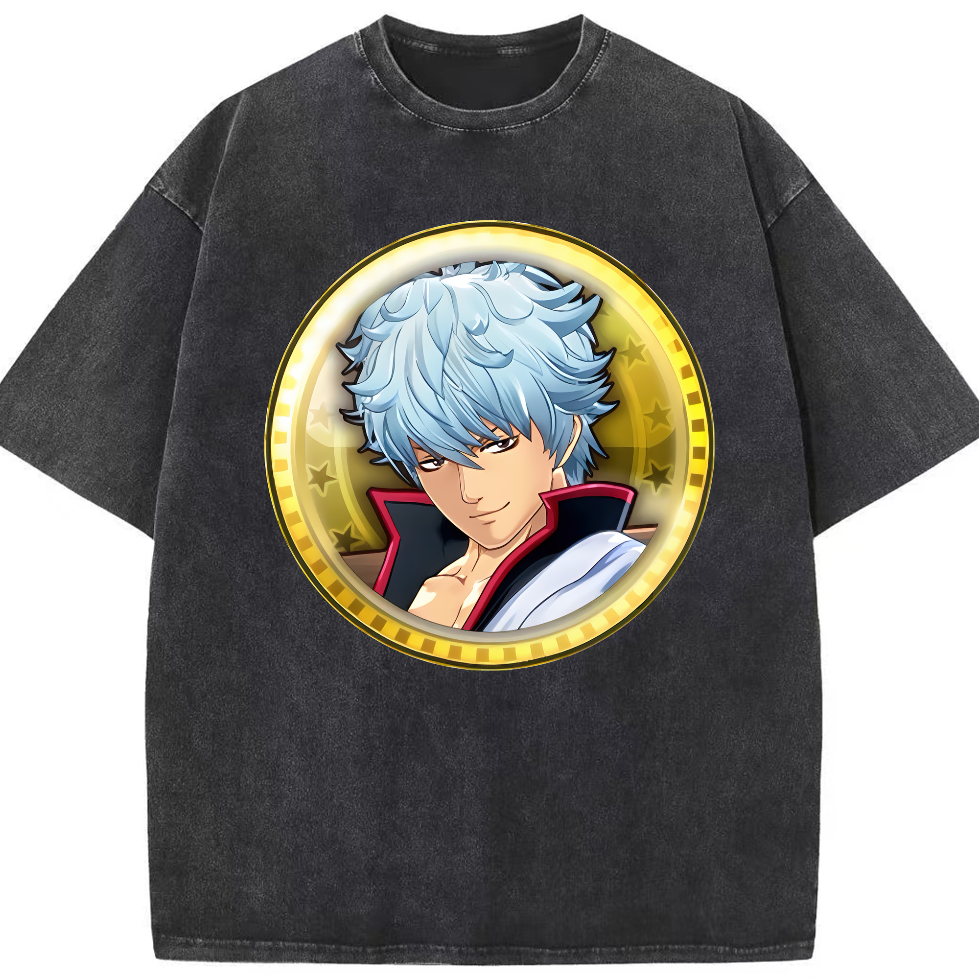 （画像用） ぎんたま 坂田銀時（さかたぎんとき） 神楽 志村新八（しむら しんぱち） GINTAMA Sakata Gintoki Kagura Shimura Shinpachi 綿100% ヴィンテージ風 半袖Tシャツ（フロントプリント）