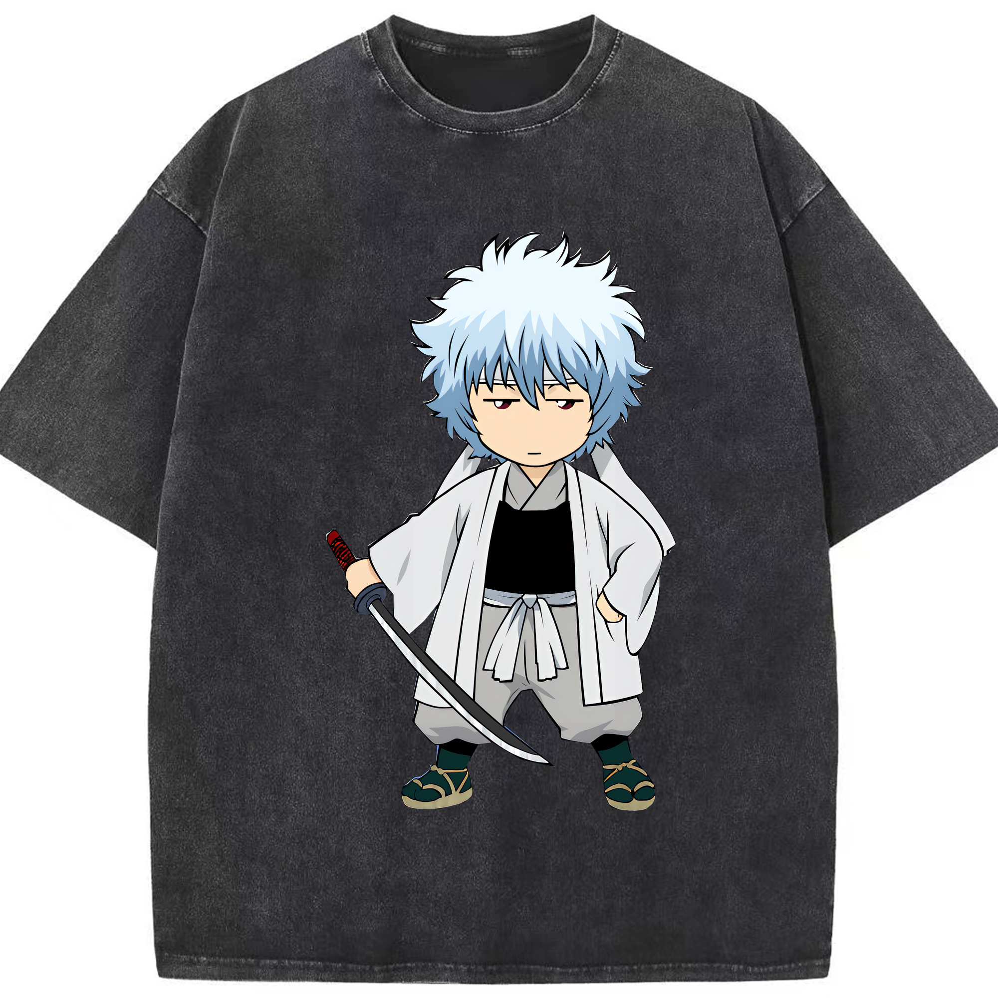 （画像用） ぎんたま 坂田銀時（さかたぎんとき） 神楽 志村新八（しむら しんぱち） GINTAMA Sakata Gintoki Kagura Shimura Shinpachi 綿100% ヴィンテージ風 半袖Tシャツ（フロントプリント）