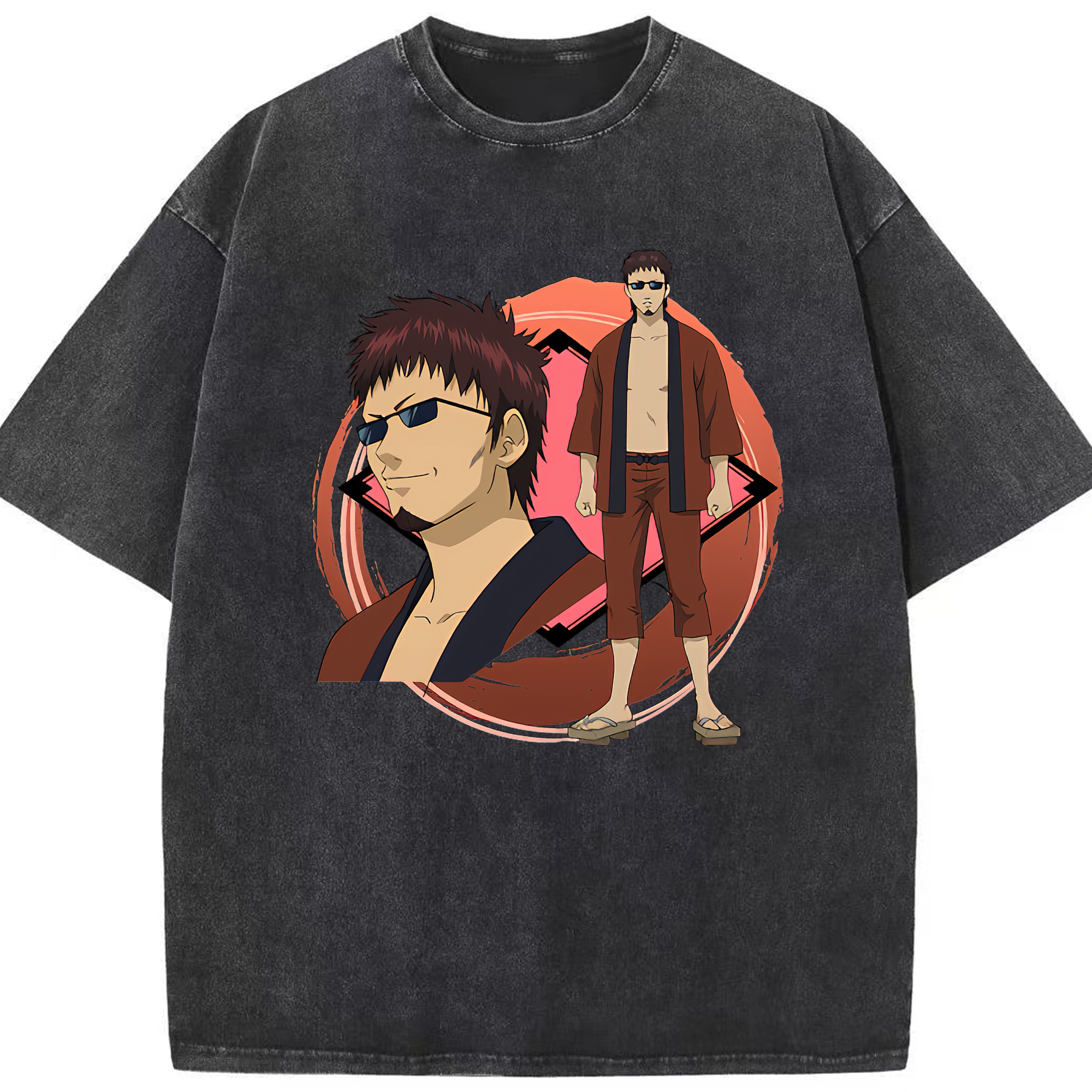 （画像用） ぎんたま 坂田銀時（さかたぎんとき） 神楽 志村新八（しむら しんぱち） GINTAMA Sakata Gintoki Kagura Shimura Shinpachi 綿100% ヴィンテージ風 半袖Tシャツ（フロントプリント）