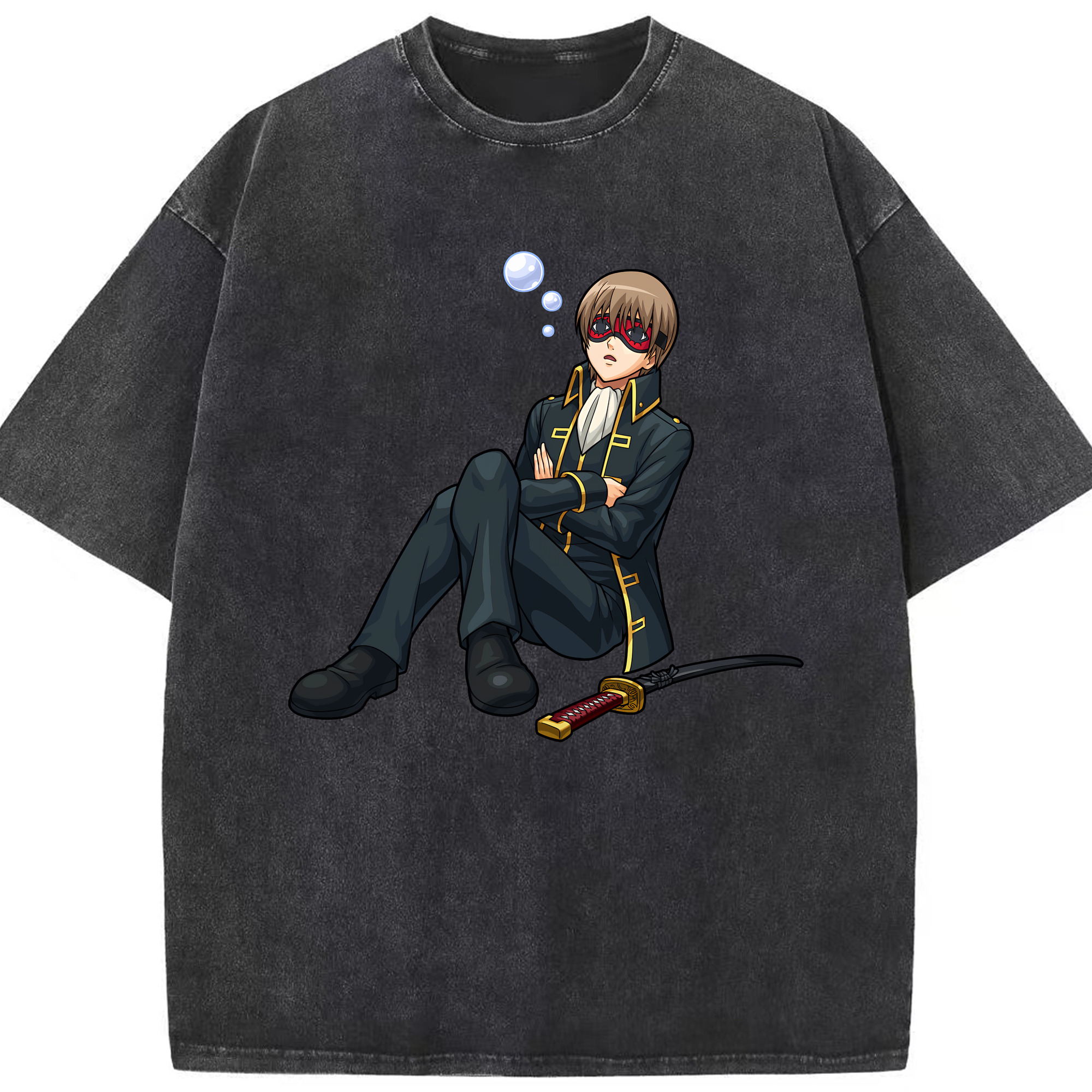 （画像用） ぎんたま 坂田銀時（さかたぎんとき） 神楽 志村新八（しむら しんぱち） GINTAMA Sakata Gintoki Kagura Shimura Shinpachi 綿100% ヴィンテージ風 半袖Tシャツ（フロントプリント）