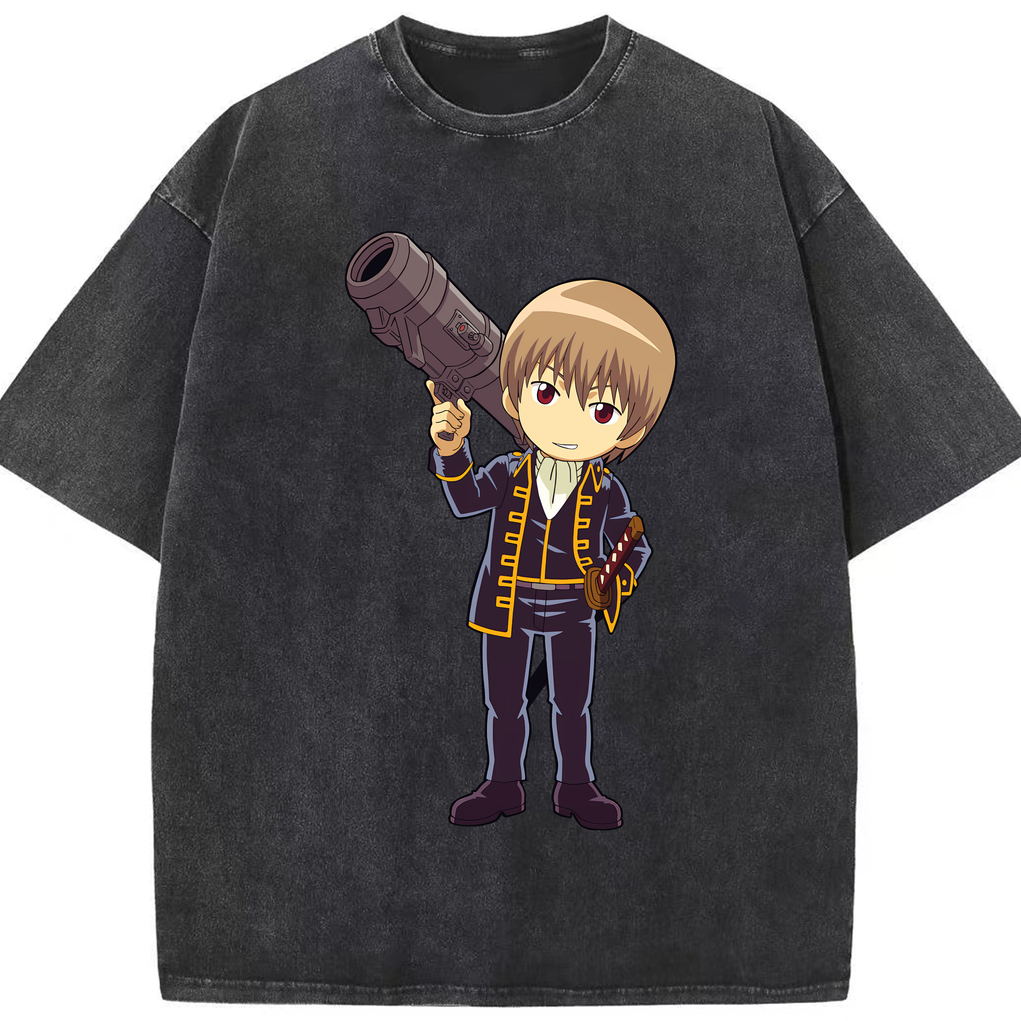 （画像用） ぎんたま 坂田銀時（さかたぎんとき） 神楽 志村新八（しむら しんぱち） GINTAMA Sakata Gintoki Kagura Shimura Shinpachi 綿100% ヴィンテージ風 半袖Tシャツ（フロントプリント）
