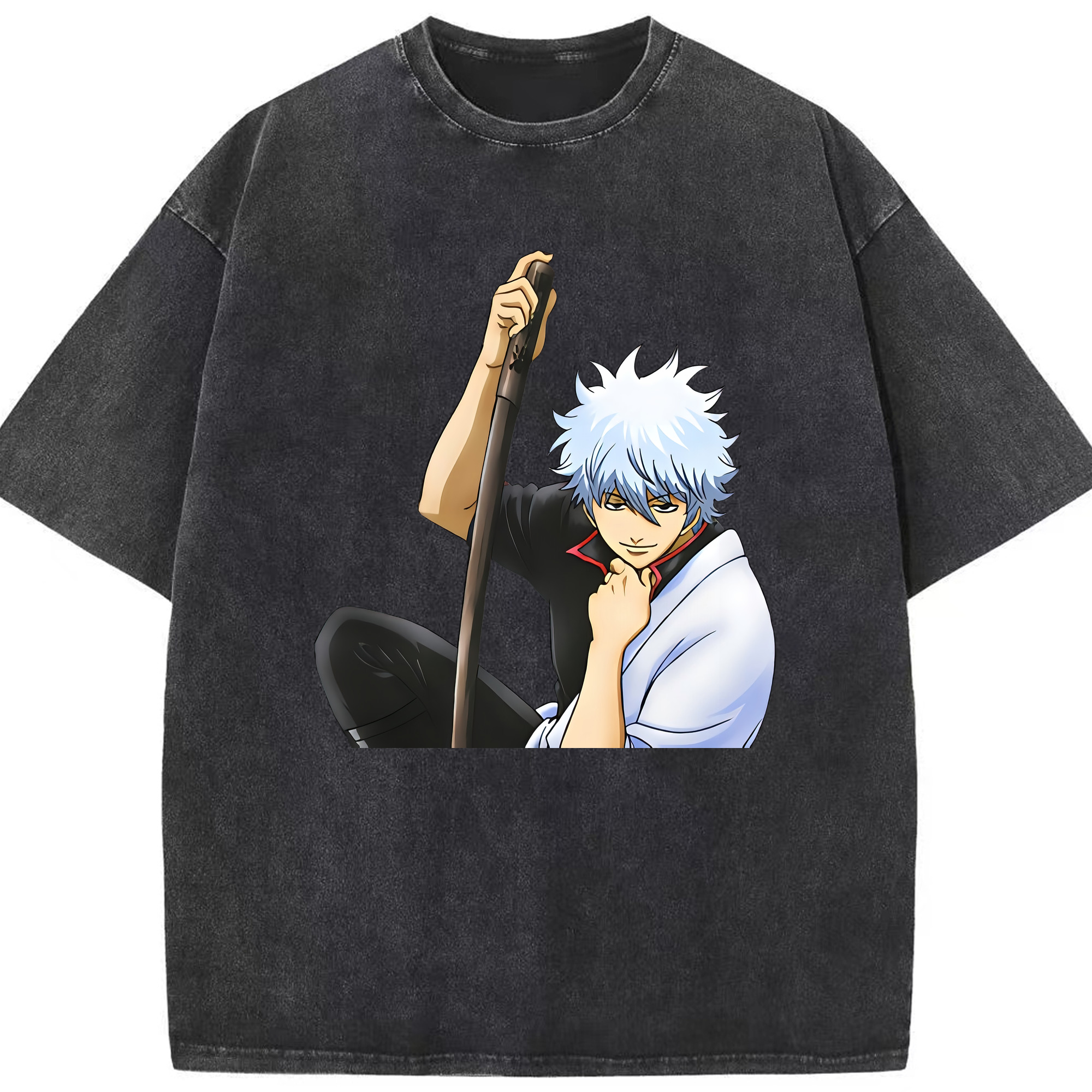 （画像用） ぎんたま 坂田銀時（さかたぎんとき） 神楽 志村新八（しむら しんぱち） GINTAMA Sakata Gintoki Kagura Shimura Shinpachi 綿100% ヴィンテージ風 半袖Tシャツ（フロントプリント）