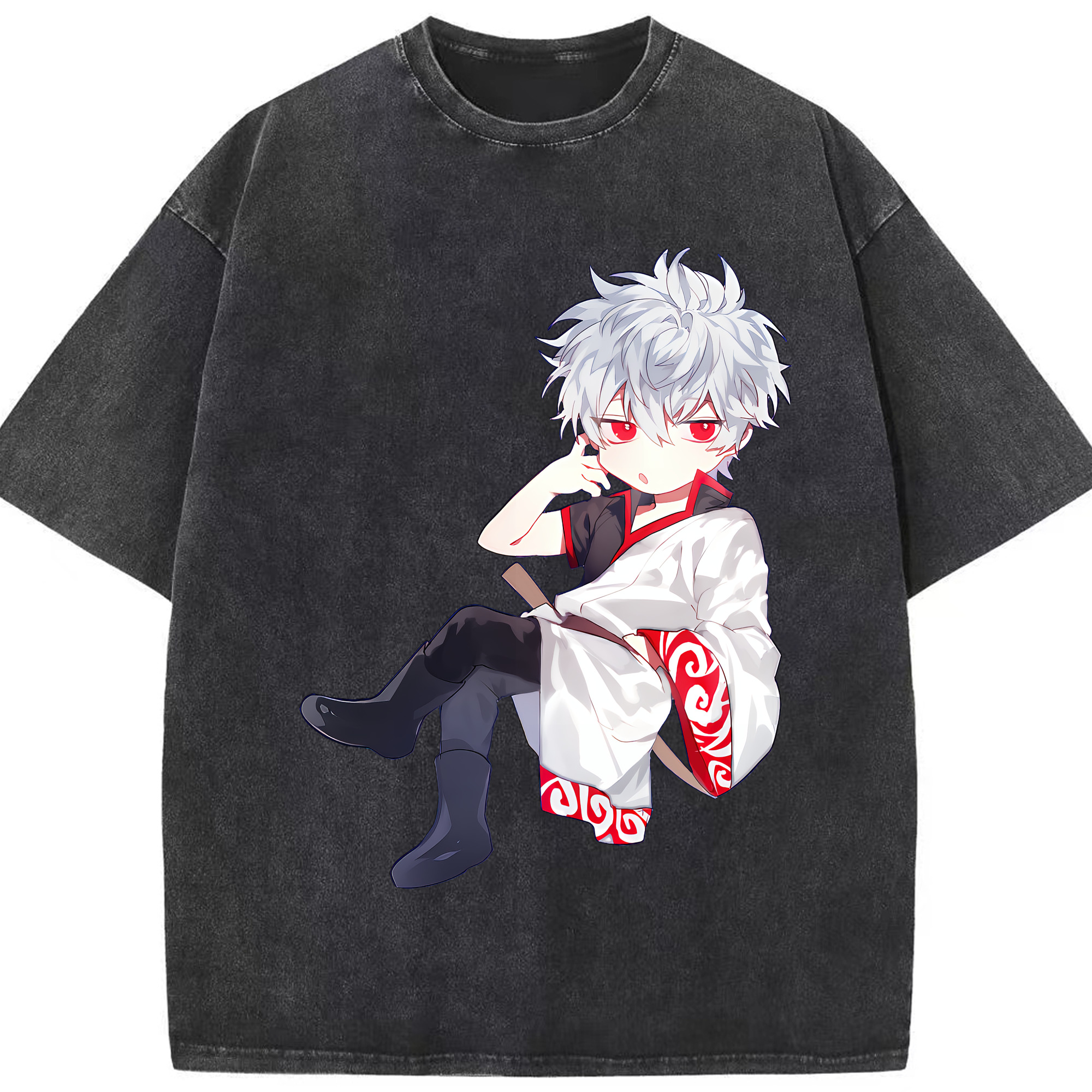 （画像用） ぎんたま 坂田銀時（さかたぎんとき） 神楽 志村新八（しむら しんぱち） GINTAMA Sakata Gintoki Kagura Shimura Shinpachi 綿100% ヴィンテージ風 半袖Tシャツ（フロントプリント）