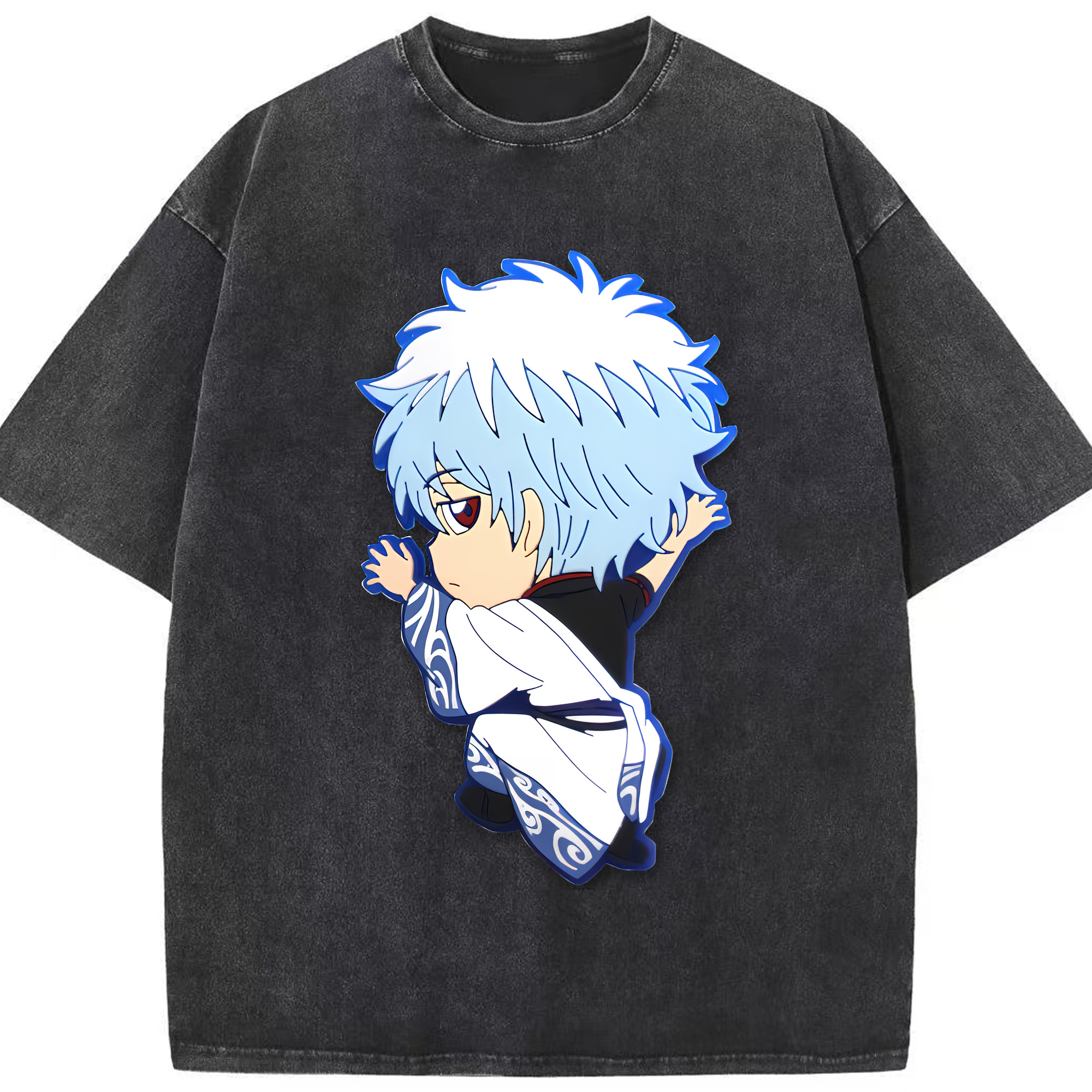 （画像用） ぎんたま 坂田銀時（さかたぎんとき） 神楽 志村新八（しむら しんぱち） GINTAMA Sakata Gintoki Kagura Shimura Shinpachi 綿100% ヴィンテージ風 半袖Tシャツ（フロントプリント）