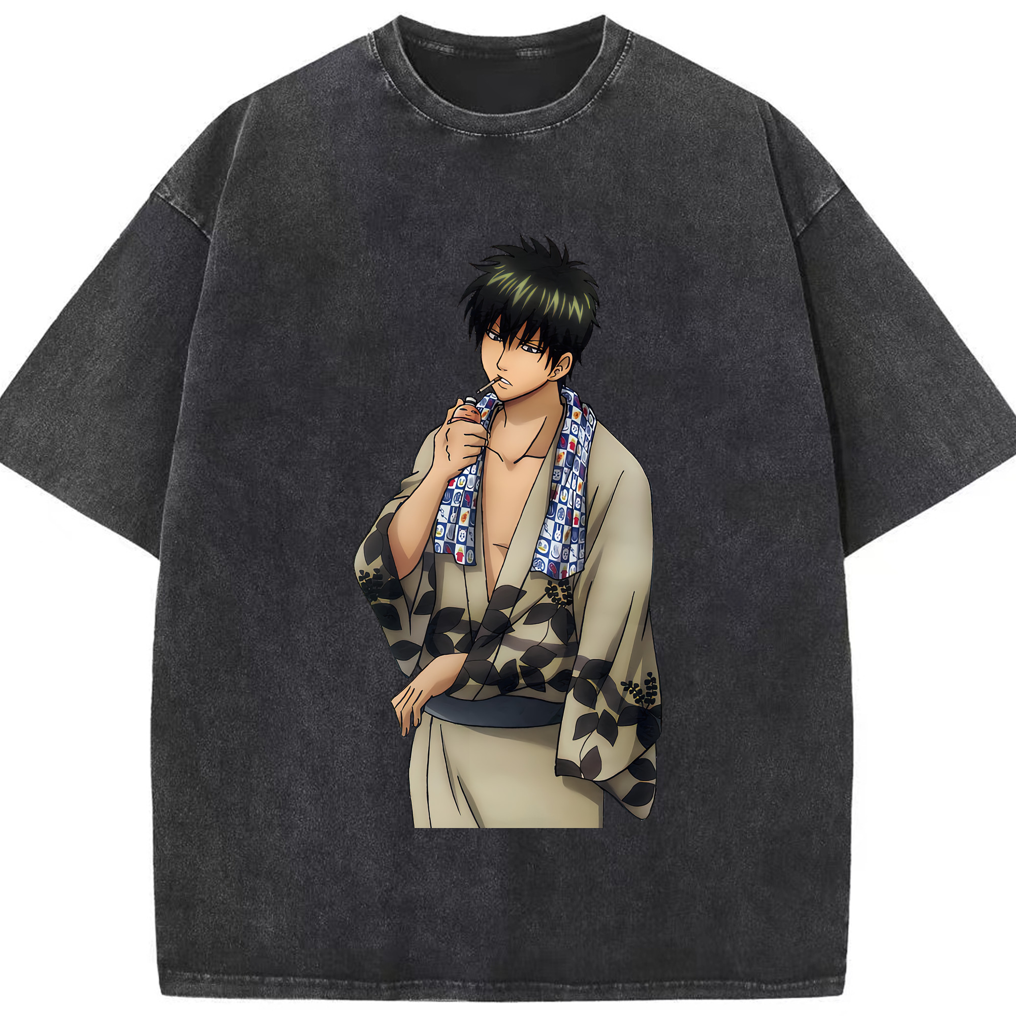 （画像用） ぎんたま 坂田銀時（さかたぎんとき） 神楽 志村新八（しむら しんぱち） GINTAMA Sakata Gintoki Kagura Shimura Shinpachi 綿100% ヴィンテージ風 半袖Tシャツ（フロントプリント）