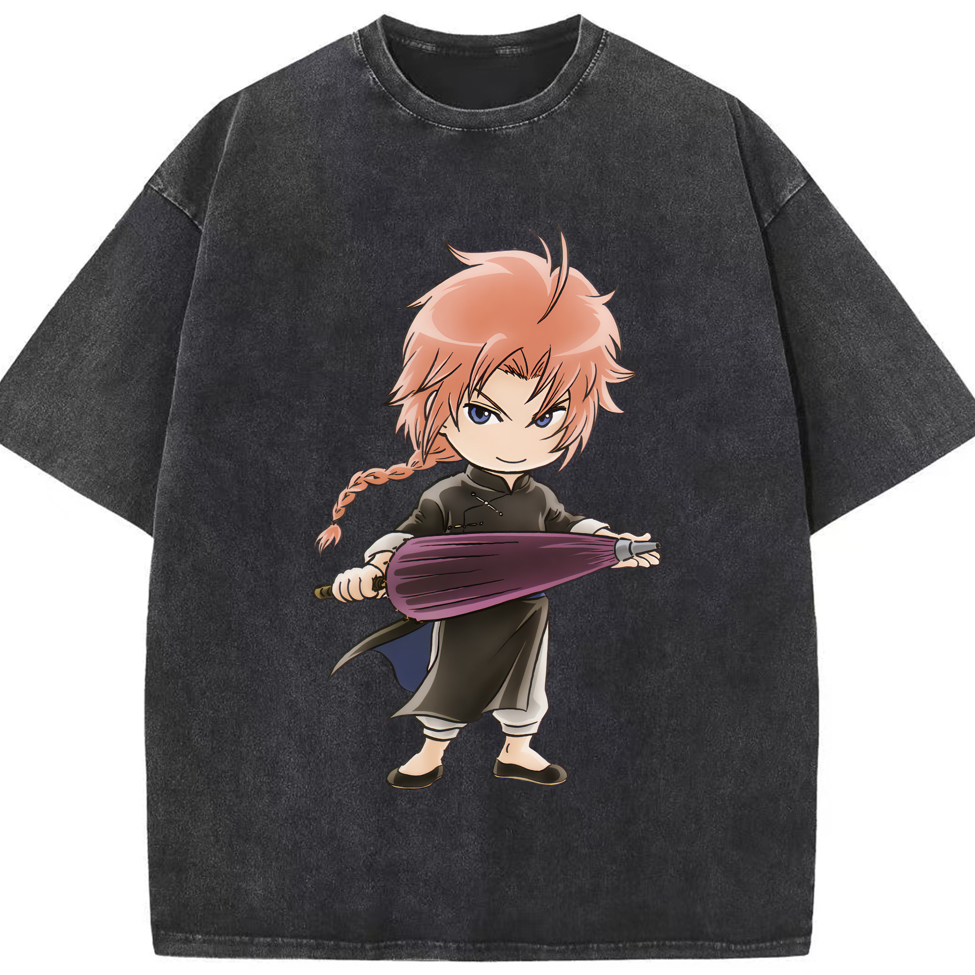 （画像用） ぎんたま 坂田銀時（さかたぎんとき） 神楽 志村新八（しむら しんぱち） GINTAMA Sakata Gintoki Kagura Shimura Shinpachi 綿100% ヴィンテージ風 半袖Tシャツ（フロントプリント）