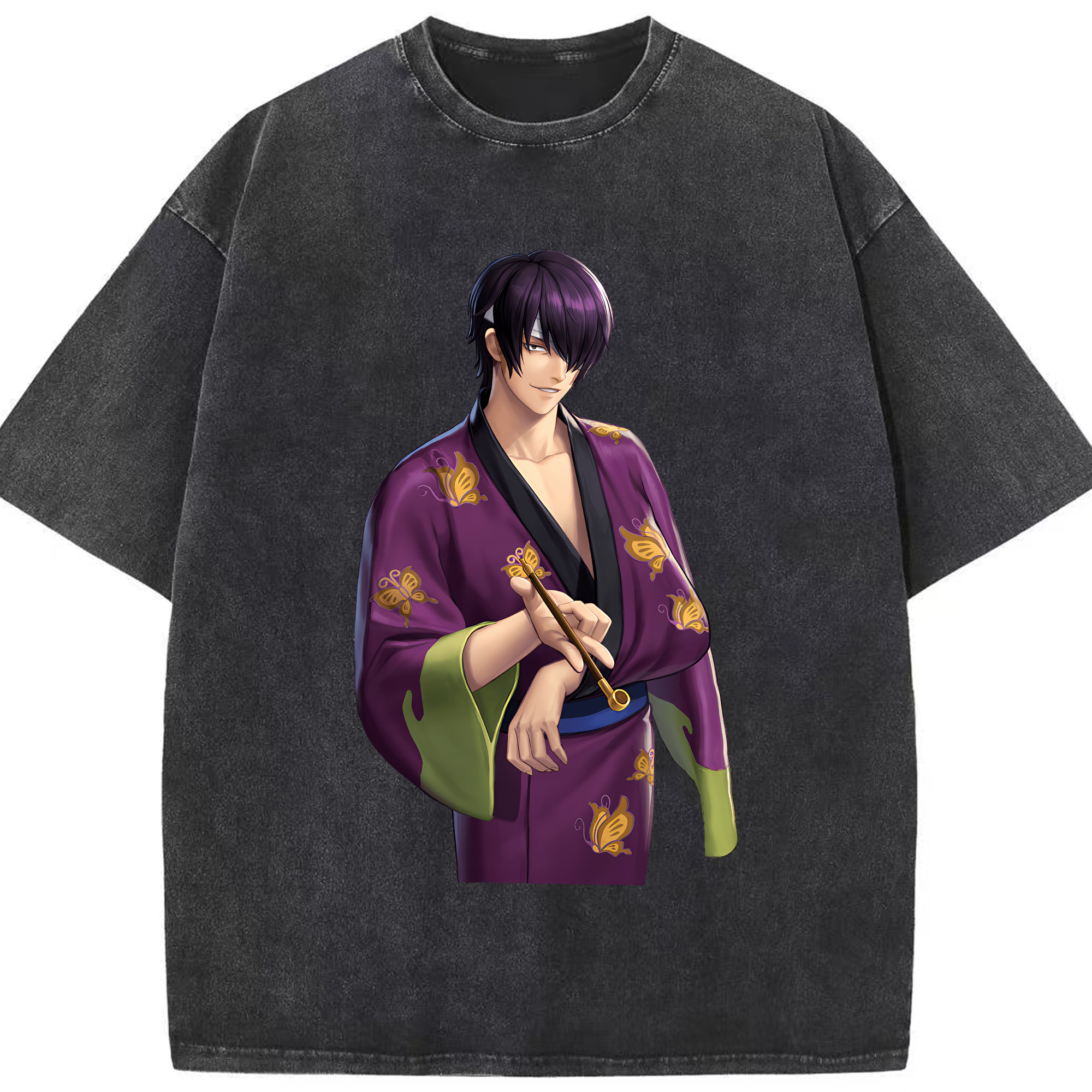 （画像用） ぎんたま 坂田銀時（さかたぎんとき） 神楽 志村新八（しむら しんぱち） GINTAMA Sakata Gintoki Kagura Shimura Shinpachi 綿100% ヴィンテージ風 半袖Tシャツ（フロントプリント）