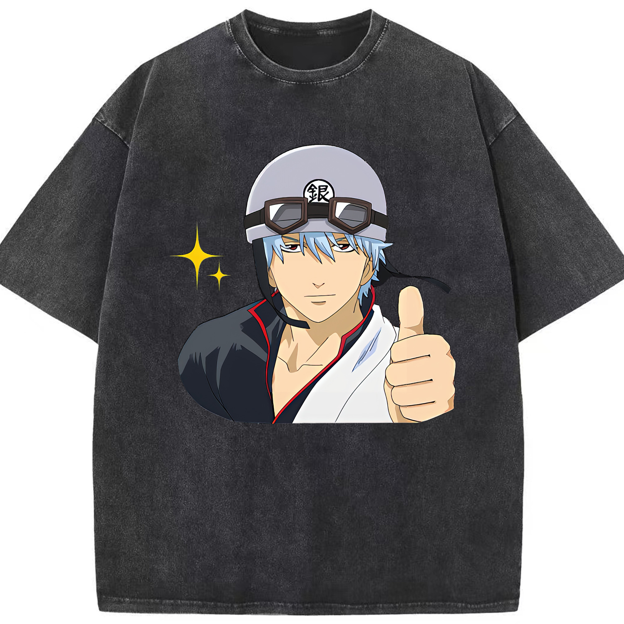 （画像用） ぎんたま 坂田銀時（さかたぎんとき） 神楽 志村新八（しむら しんぱち） GINTAMA Sakata Gintoki Kagura Shimura Shinpachi 綿100% ヴィンテージ風 半袖Tシャツ（フロントプリント）