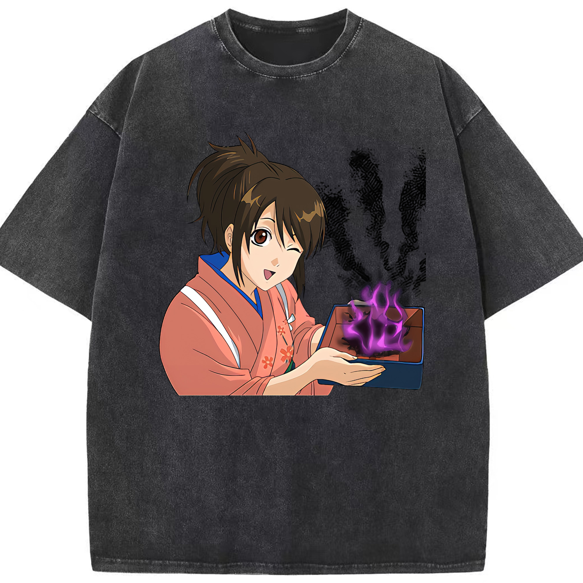 （画像用） ぎんたま 坂田銀時（さかたぎんとき） 神楽 志村新八（しむら しんぱち） GINTAMA Sakata Gintoki Kagura Shimura Shinpachi 綿100% ヴィンテージ風 半袖Tシャツ（フロントプリント）