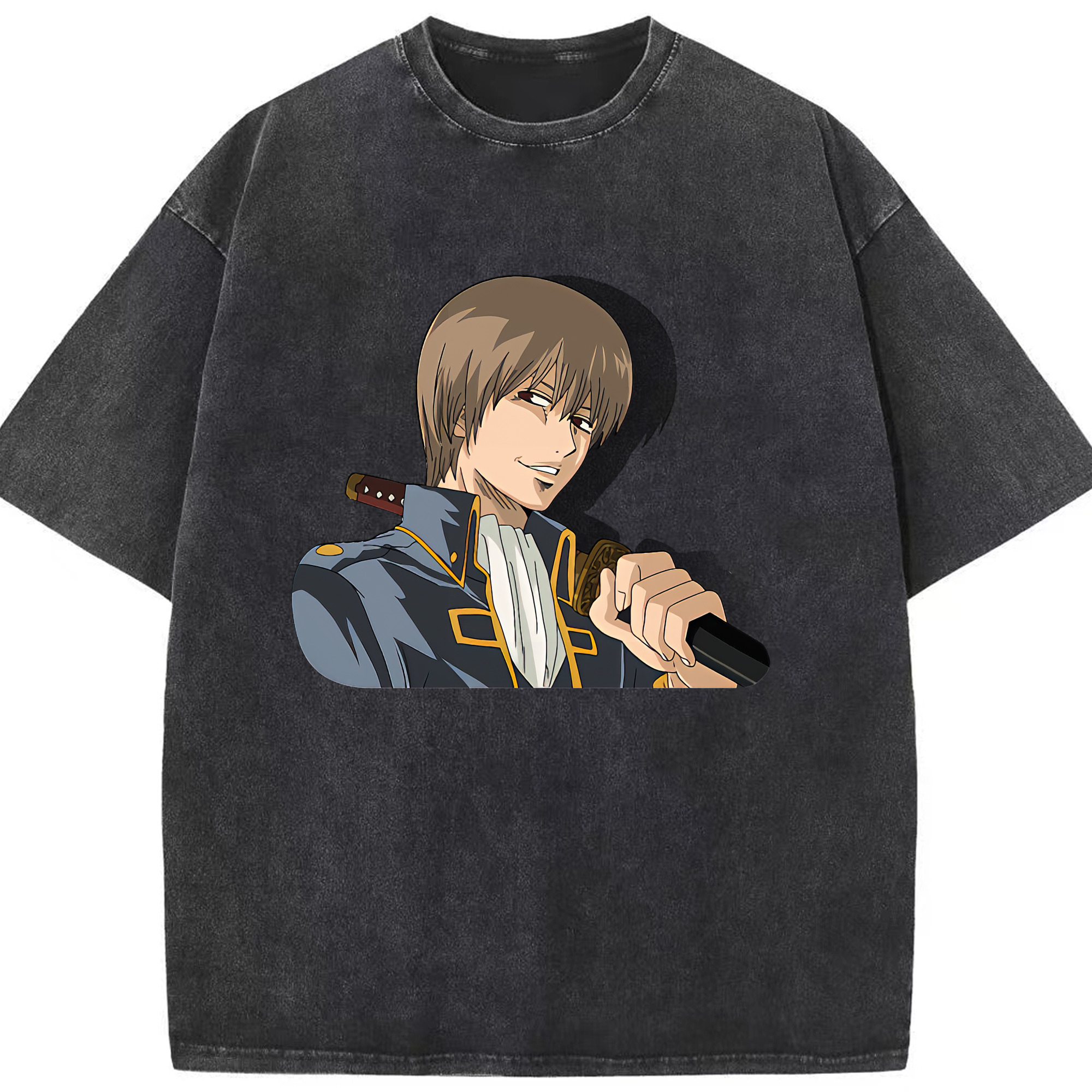 （画像用） ぎんたま 坂田銀時（さかたぎんとき） 神楽 志村新八（しむら しんぱち） GINTAMA Sakata Gintoki Kagura Shimura Shinpachi 綿100% ヴィンテージ風 半袖Tシャツ（フロントプリント）