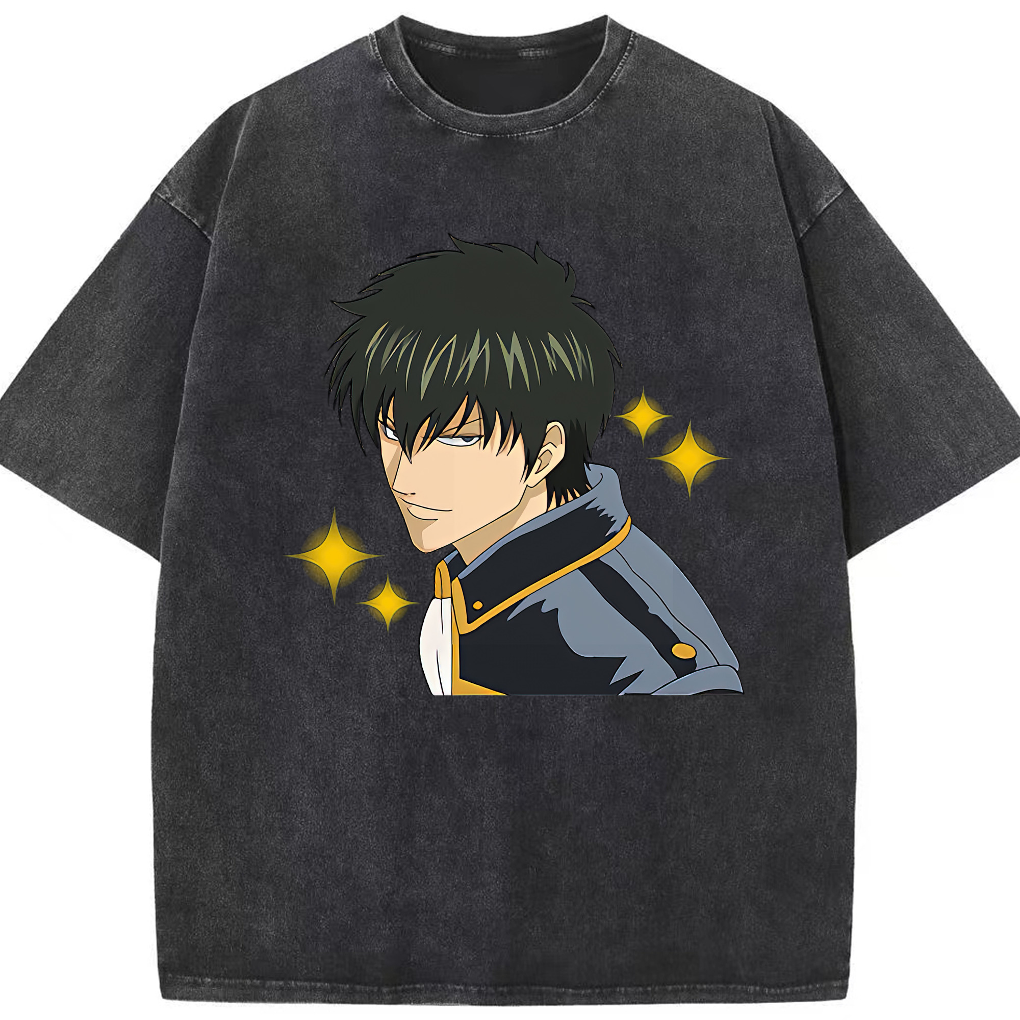 （画像用） ぎんたま 坂田銀時（さかたぎんとき） 神楽 志村新八（しむら しんぱち） GINTAMA Sakata Gintoki Kagura Shimura Shinpachi 綿100% ヴィンテージ風 半袖Tシャツ（フロントプリント）