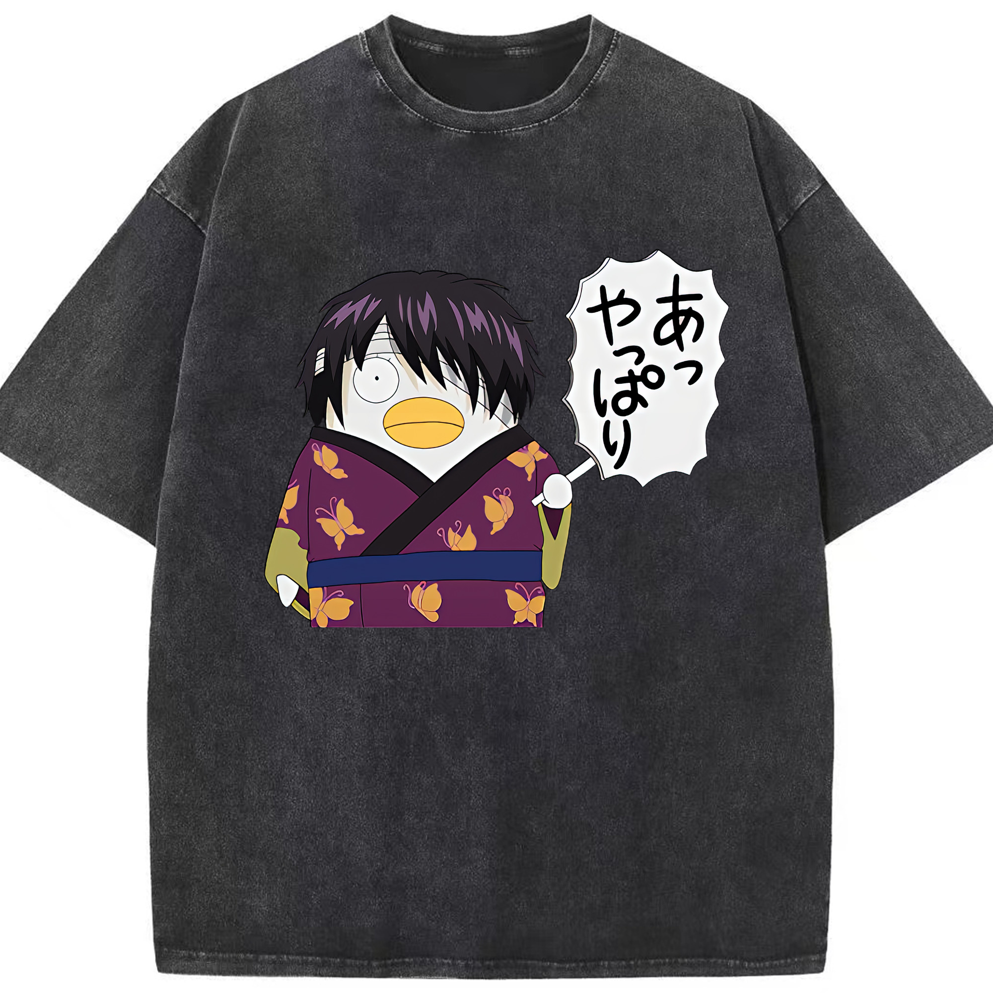 （画像用） ぎんたま 坂田銀時（さかたぎんとき） 神楽 志村新八（しむら しんぱち） GINTAMA Sakata Gintoki Kagura Shimura Shinpachi 綿100% ヴィンテージ風 半袖Tシャツ（フロントプリント）