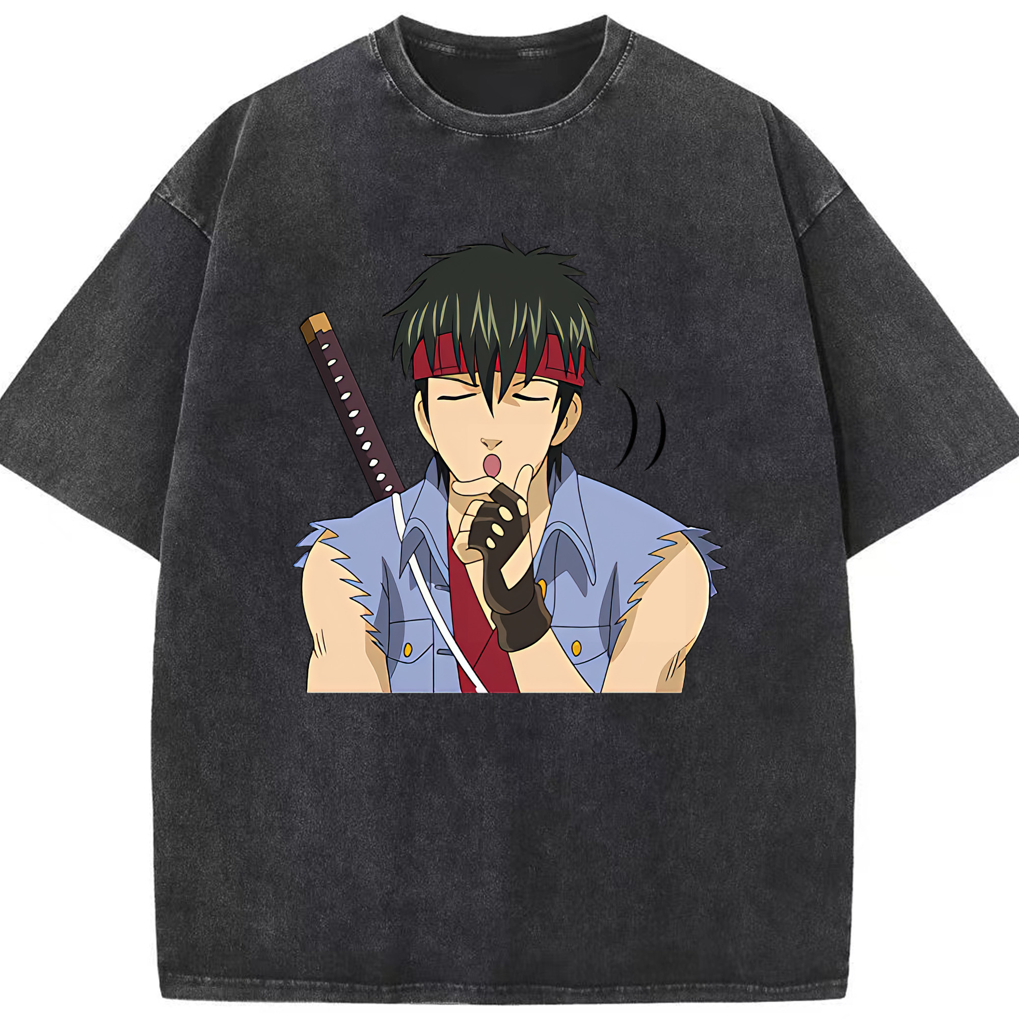 （画像用） ぎんたま 坂田銀時（さかたぎんとき） 神楽 志村新八（しむら しんぱち） GINTAMA Sakata Gintoki Kagura Shimura Shinpachi 綿100% ヴィンテージ風 半袖Tシャツ（フロントプリント）