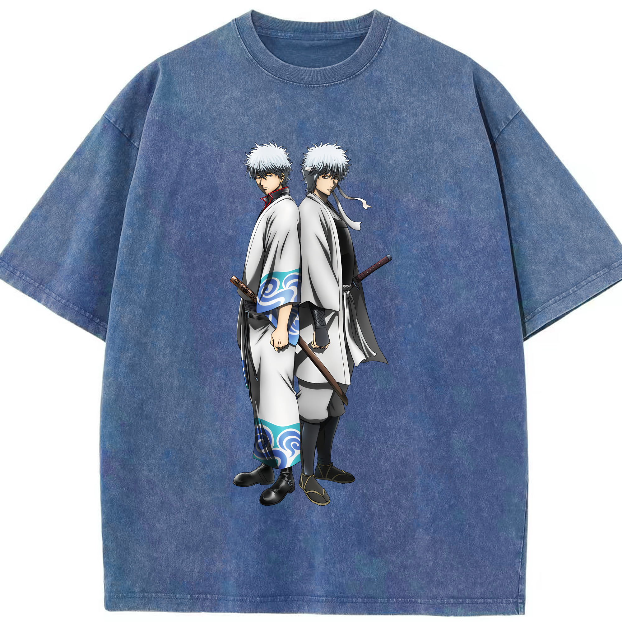 （画像用） ぎんたま 坂田銀時（さかたぎんとき） 神楽 志村新八（しむら しんぱち） GINTAMA Sakata Gintoki Kagura Shimura Shinpachi 綿100% ヴィンテージ風 半袖Tシャツ（フロントプリント）