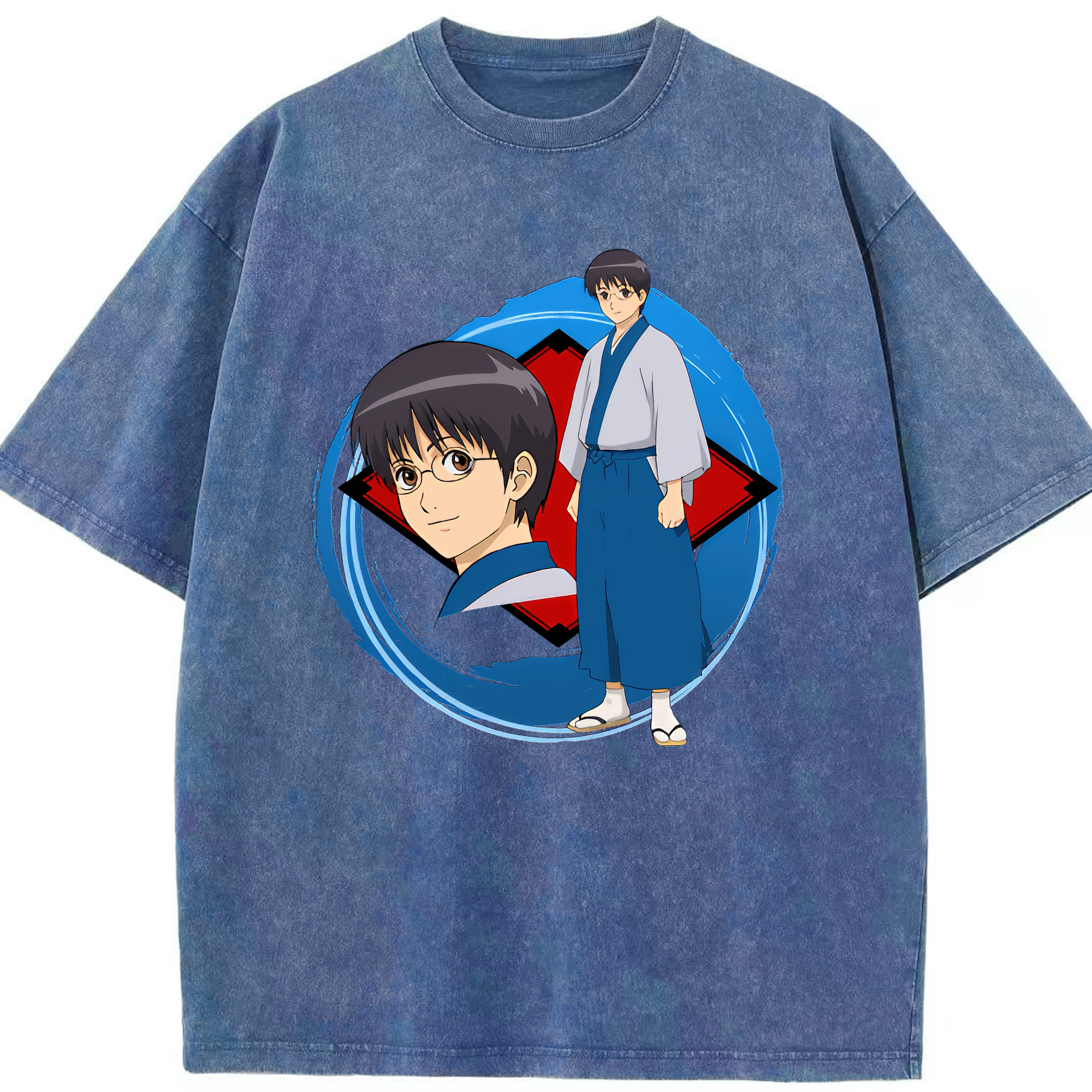 （画像用） ぎんたま 坂田銀時（さかたぎんとき） 神楽 志村新八（しむら しんぱち） GINTAMA Sakata Gintoki Kagura Shimura Shinpachi 綿100% ヴィンテージ風 半袖Tシャツ（フロントプリント）