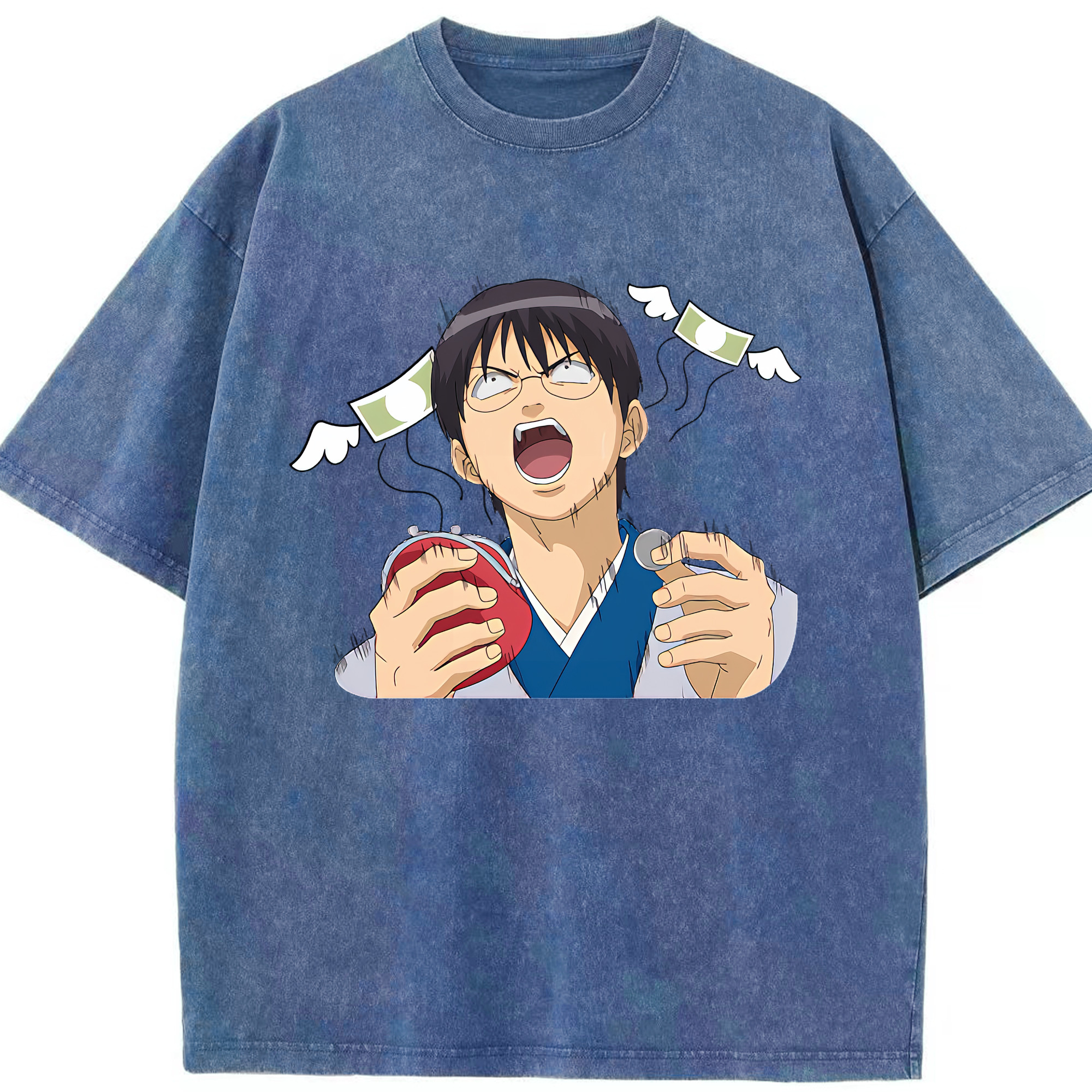 （画像用） ぎんたま 坂田銀時（さかたぎんとき） 神楽 志村新八（しむら しんぱち） GINTAMA Sakata Gintoki Kagura Shimura Shinpachi 綿100% ヴィンテージ風 半袖Tシャツ（フロントプリント）