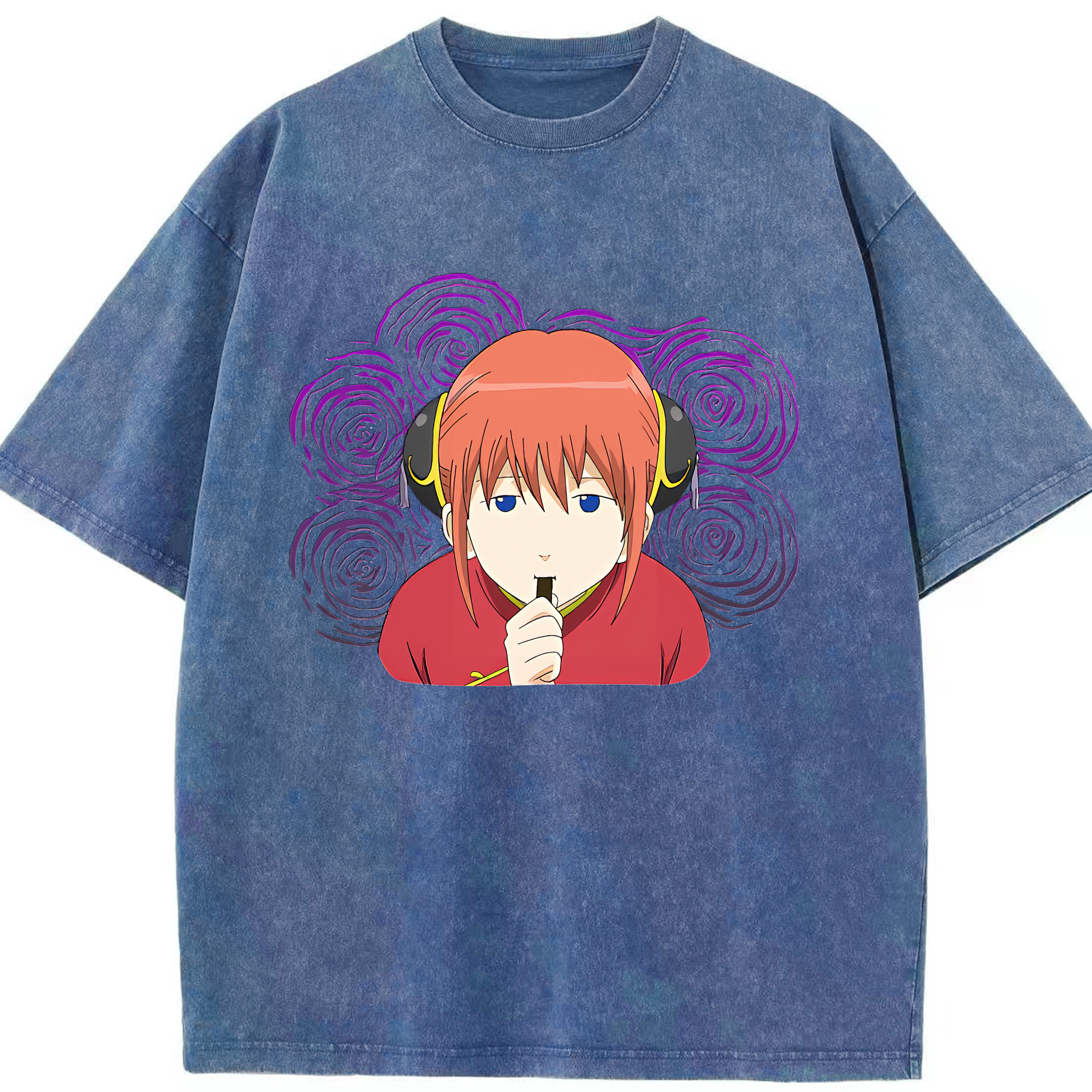 （画像用） ぎんたま 坂田銀時（さかたぎんとき） 神楽 志村新八（しむら しんぱち） GINTAMA Sakata Gintoki Kagura Shimura Shinpachi 綿100% ヴィンテージ風 半袖Tシャツ（フロントプリント）