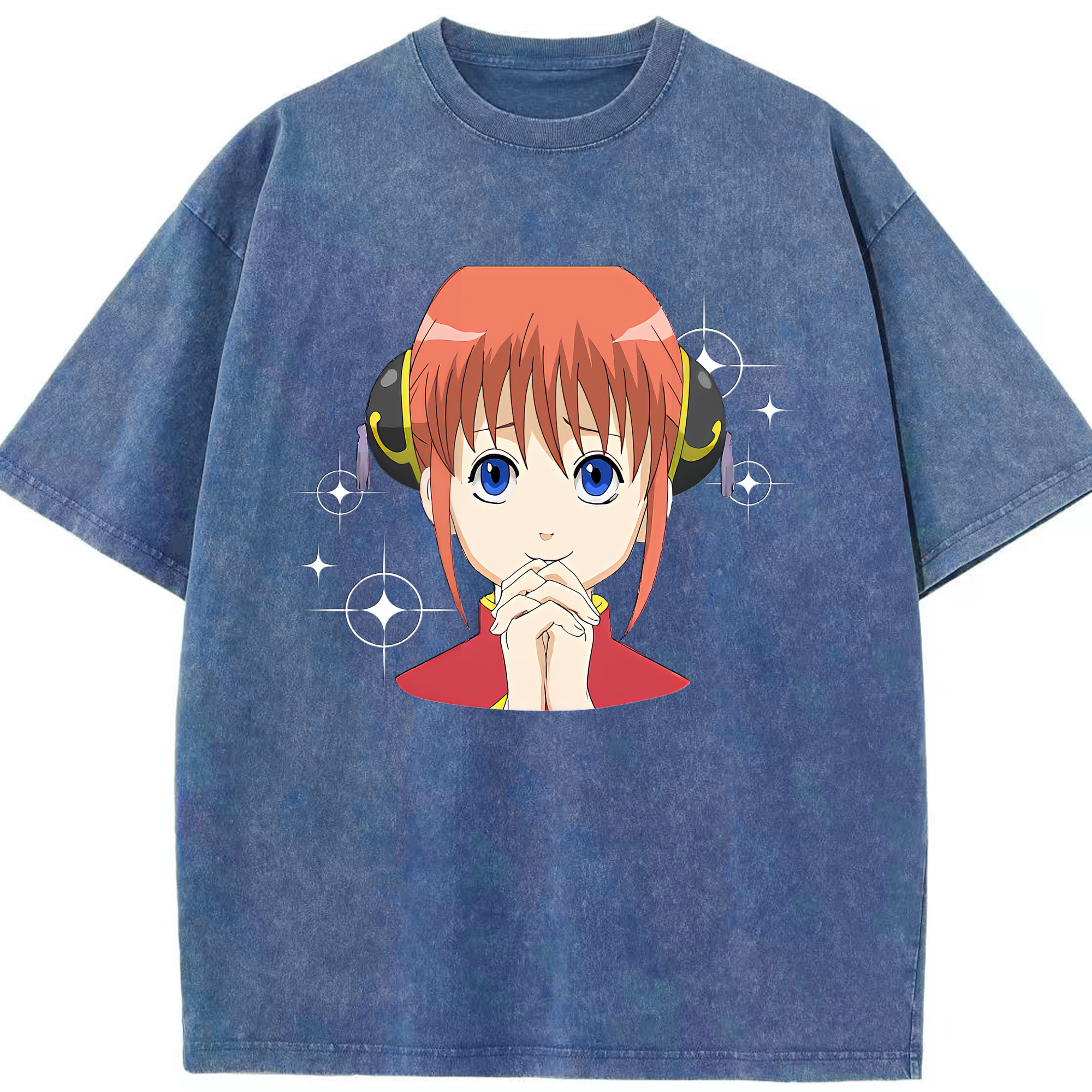 （画像用） ぎんたま 坂田銀時（さかたぎんとき） 神楽 志村新八（しむら しんぱち） GINTAMA Sakata Gintoki Kagura Shimura Shinpachi 綿100% ヴィンテージ風 半袖Tシャツ（フロントプリント）