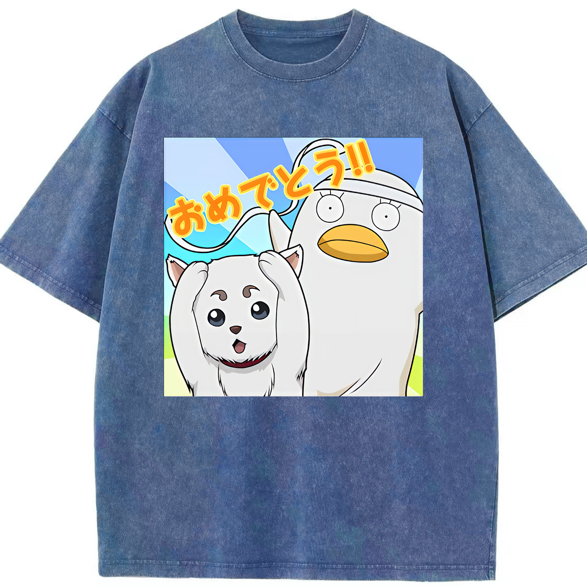 （画像用） ぎんたま 坂田銀時（さかたぎんとき） 神楽 志村新八（しむら しんぱち） GINTAMA Sakata Gintoki Kagura Shimura Shinpachi 綿100% ヴィンテージ風 半袖Tシャツ（フロントプリント）