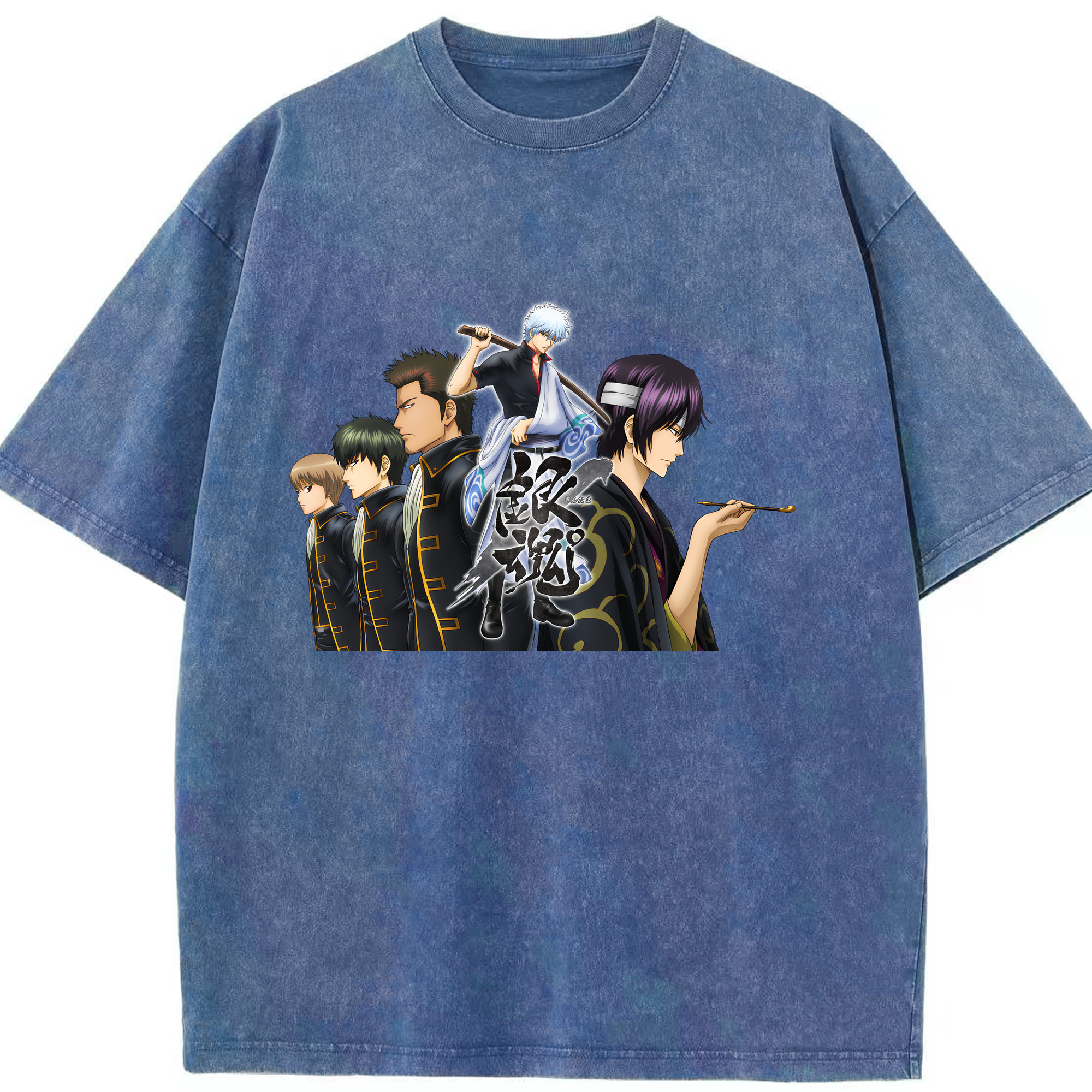（画像用） ぎんたま 坂田銀時（さかたぎんとき） 神楽 志村新八（しむら しんぱち） GINTAMA Sakata Gintoki Kagura Shimura Shinpachi 綿100% ヴィンテージ風 半袖Tシャツ（フロントプリント）