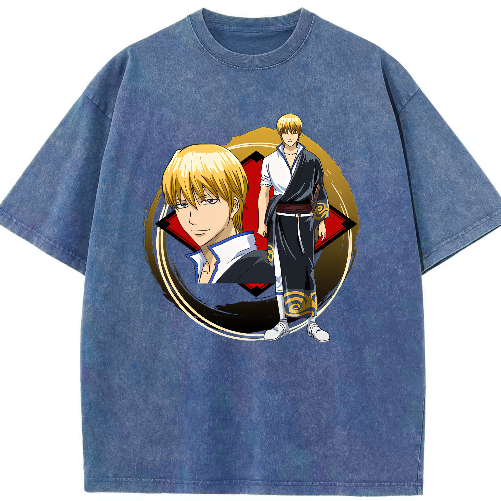 （画像用） ぎんたま 坂田銀時（さかたぎんとき） 神楽 志村新八（しむら しんぱち） GINTAMA Sakata Gintoki Kagura Shimura Shinpachi 綿100% ヴィンテージ風 半袖Tシャツ（フロントプリント）