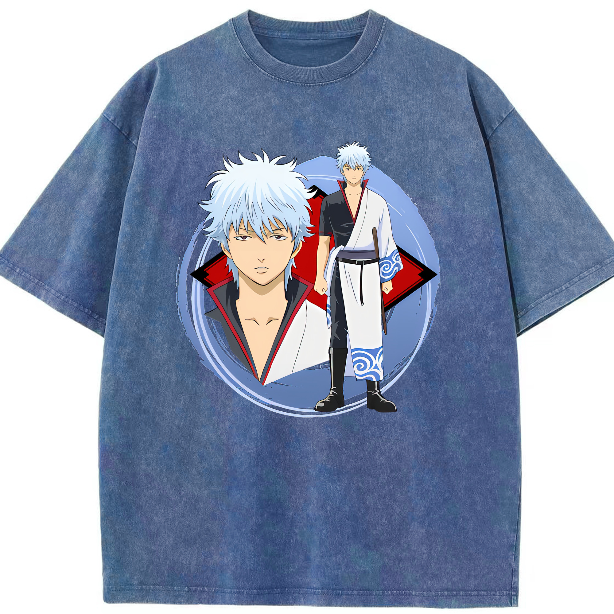 （画像用） ぎんたま 坂田銀時（さかたぎんとき） 神楽 志村新八（しむら しんぱち） GINTAMA Sakata Gintoki Kagura Shimura Shinpachi 綿100% ヴィンテージ風 半袖Tシャツ（フロントプリント）