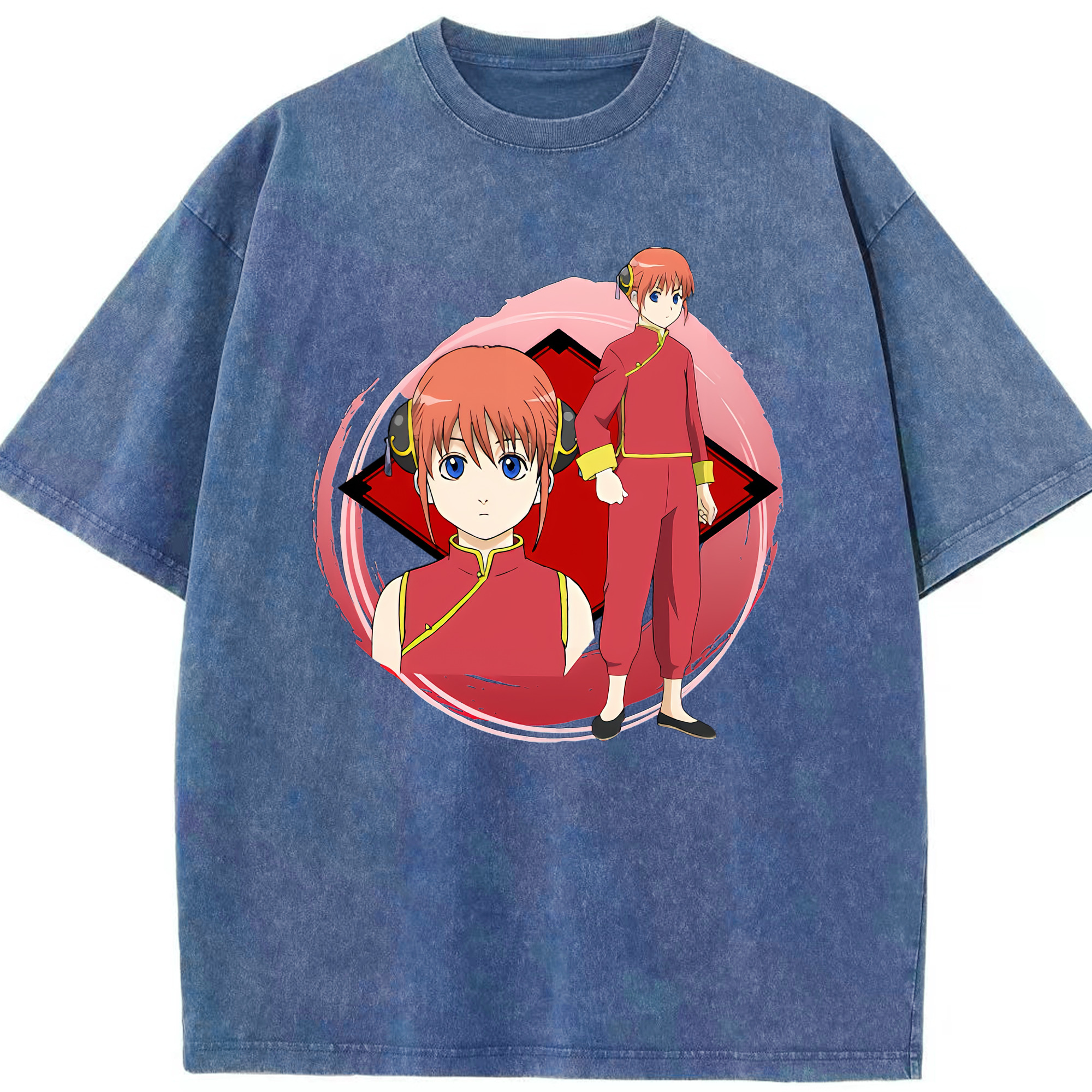 （画像用） ぎんたま 坂田銀時（さかたぎんとき） 神楽 志村新八（しむら しんぱち） GINTAMA Sakata Gintoki Kagura Shimura Shinpachi 綿100% ヴィンテージ風 半袖Tシャツ（フロントプリント）