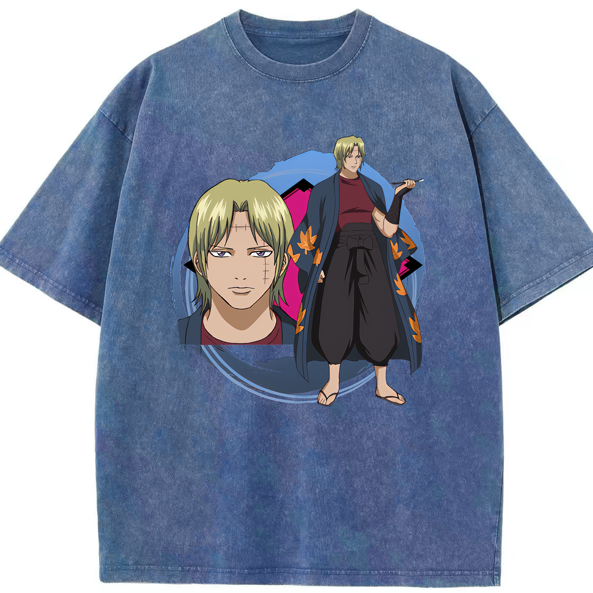 （画像用） ぎんたま 坂田銀時（さかたぎんとき） 神楽 志村新八（しむら しんぱち） GINTAMA Sakata Gintoki Kagura Shimura Shinpachi 綿100% ヴィンテージ風 半袖Tシャツ（フロントプリント）