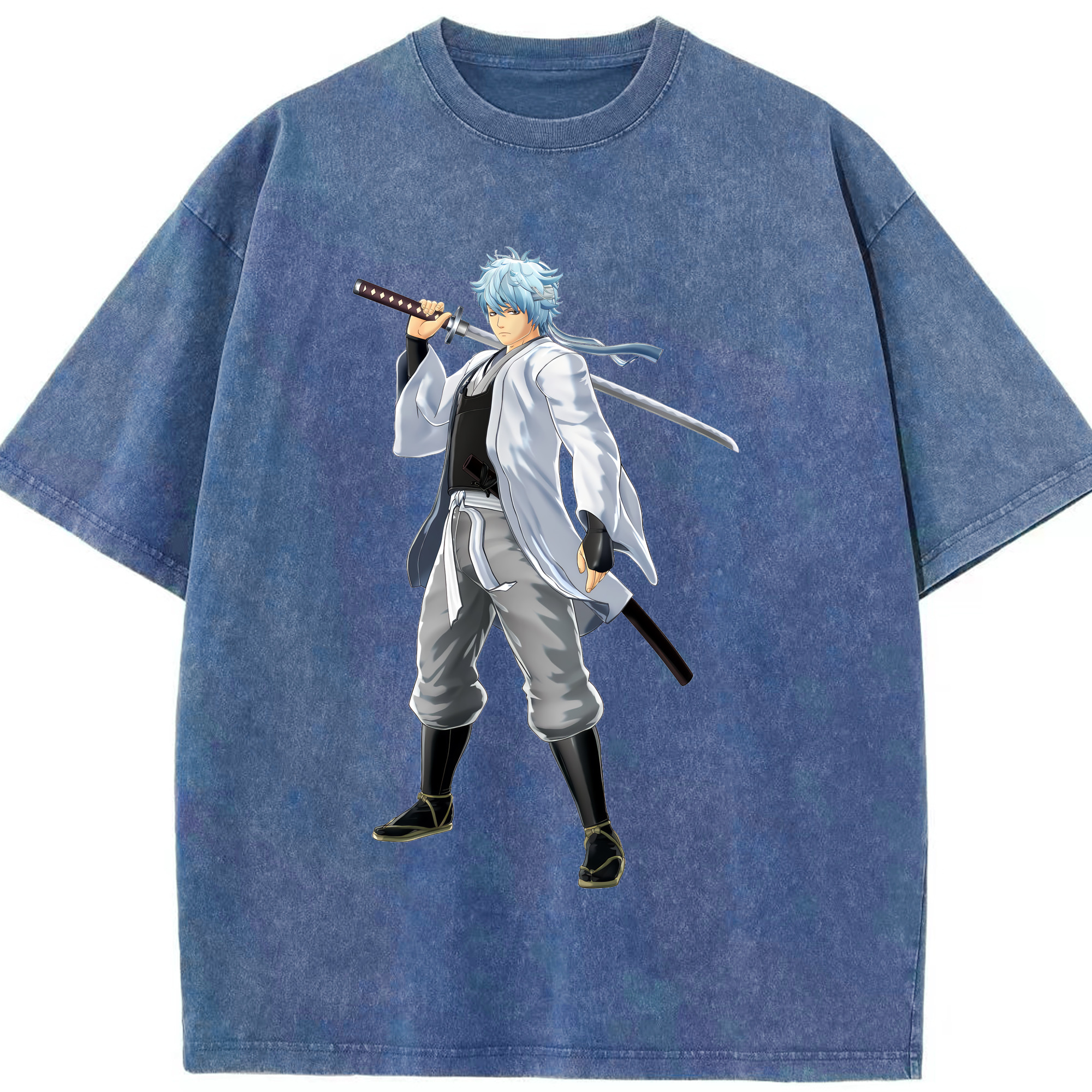 （画像用） ぎんたま 坂田銀時（さかたぎんとき） 神楽 志村新八（しむら しんぱち） GINTAMA Sakata Gintoki Kagura Shimura Shinpachi 綿100% ヴィンテージ風 半袖Tシャツ（フロントプリント）
