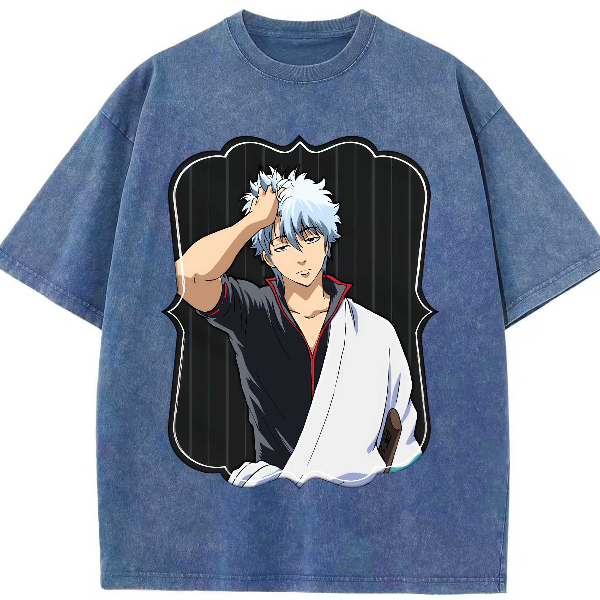 （画像用） ぎんたま 坂田銀時（さかたぎんとき） 神楽 志村新八（しむら しんぱち） GINTAMA Sakata Gintoki Kagura Shimura Shinpachi 綿100% ヴィンテージ風 半袖Tシャツ（フロントプリント）