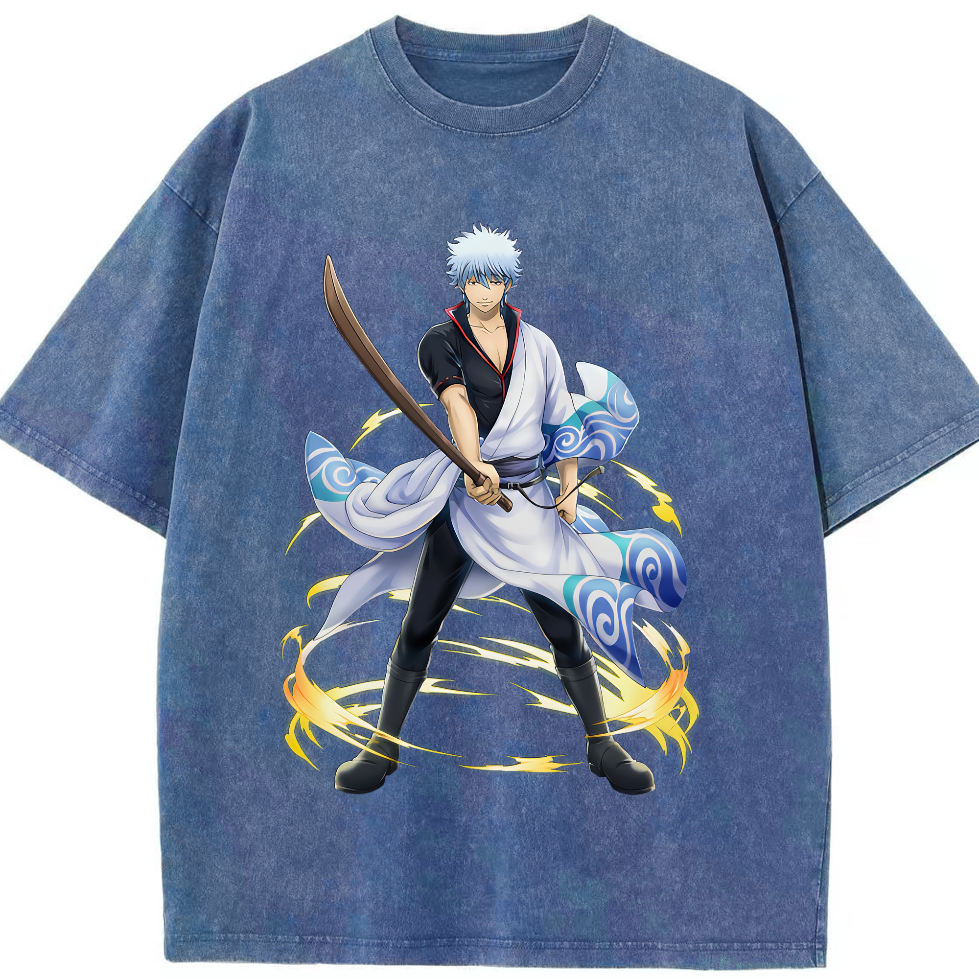 （画像用） ぎんたま 坂田銀時（さかたぎんとき） 神楽 志村新八（しむら しんぱち） GINTAMA Sakata Gintoki Kagura Shimura Shinpachi 綿100% ヴィンテージ風 半袖Tシャツ（フロントプリント）