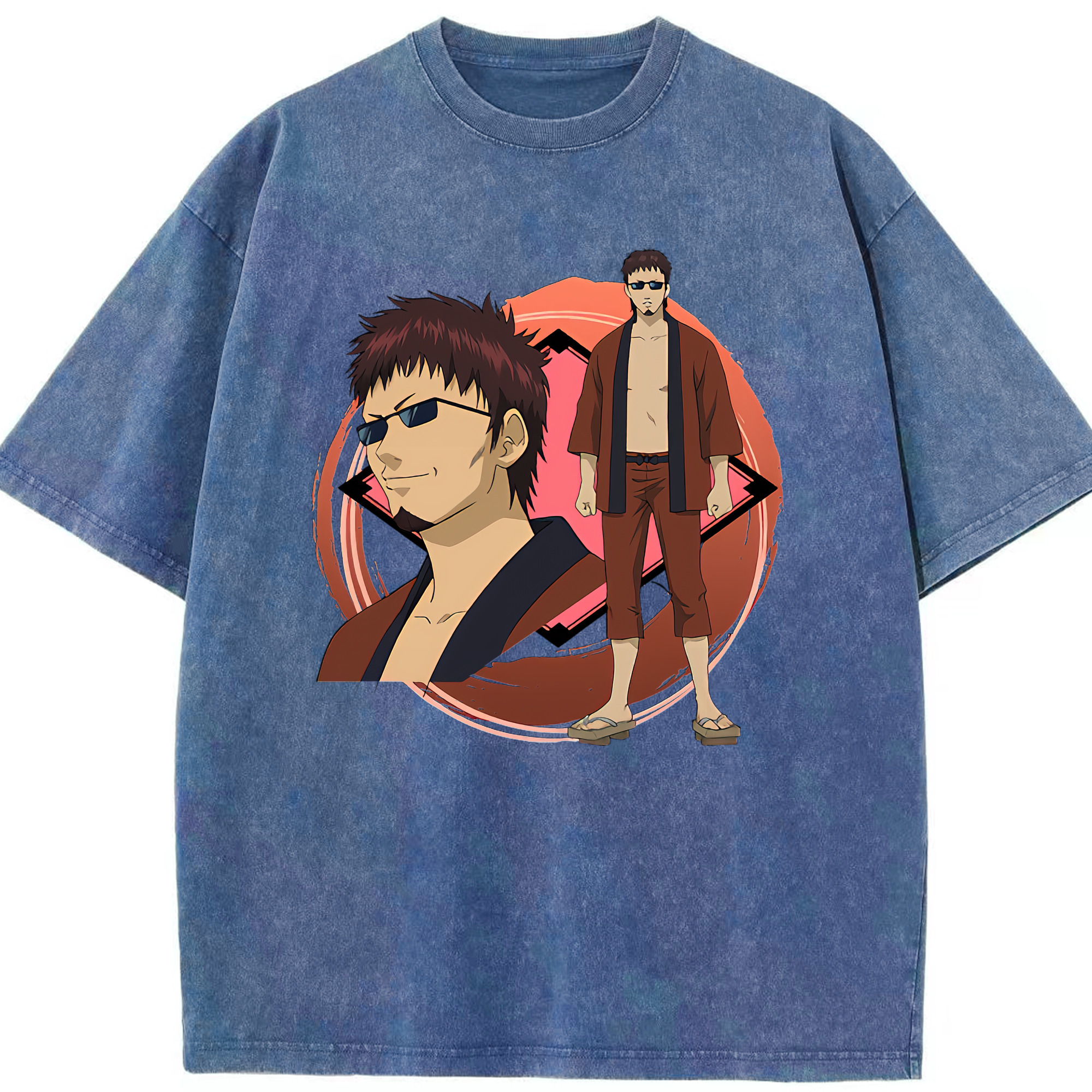 （画像用） ぎんたま 坂田銀時（さかたぎんとき） 神楽 志村新八（しむら しんぱち） GINTAMA Sakata Gintoki Kagura Shimura Shinpachi 綿100% ヴィンテージ風 半袖Tシャツ（フロントプリント）