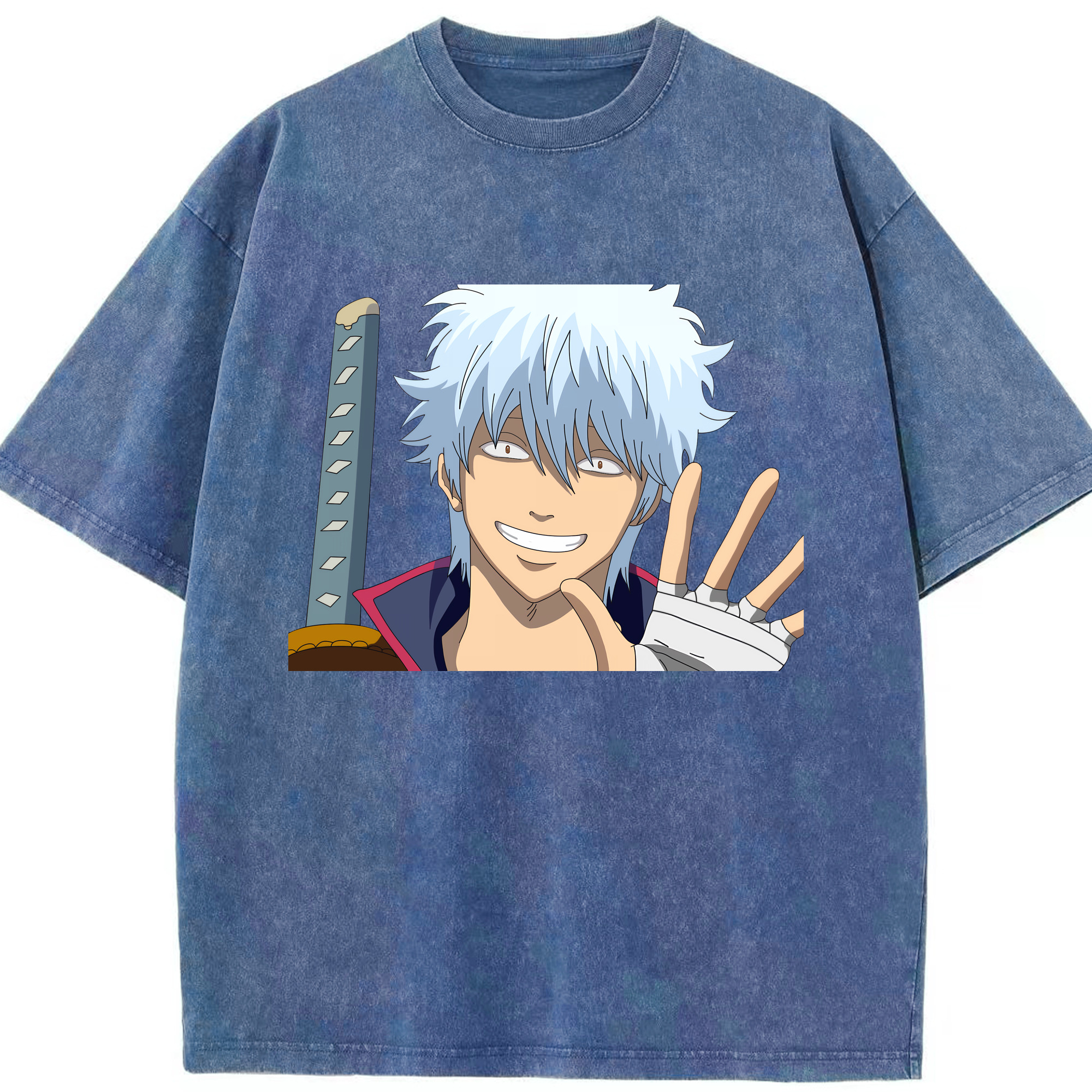 （画像用） ぎんたま 坂田銀時（さかたぎんとき） 神楽 志村新八（しむら しんぱち） GINTAMA Sakata Gintoki Kagura Shimura Shinpachi 綿100% ヴィンテージ風 半袖Tシャツ（フロントプリント）