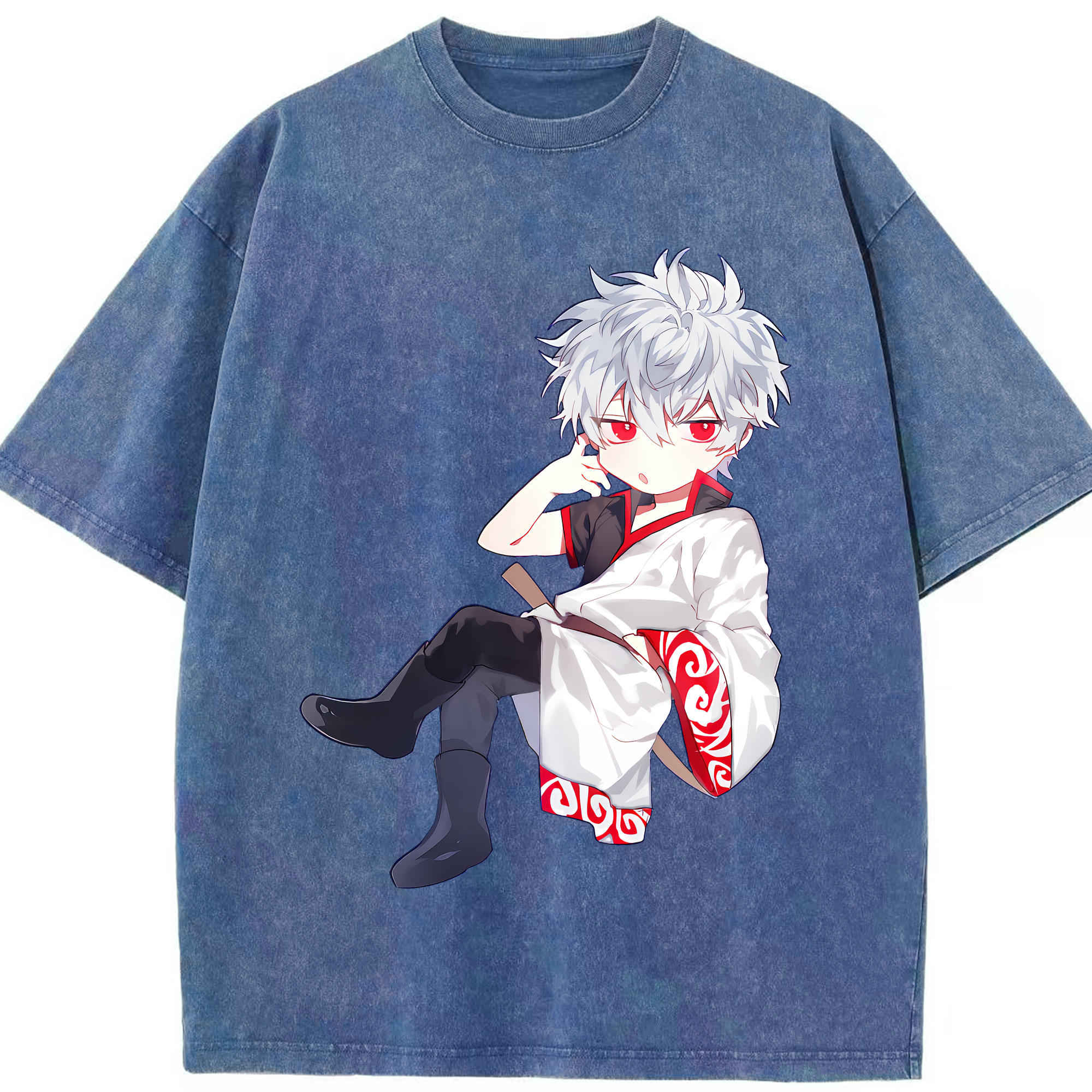 （画像用） ぎんたま 坂田銀時（さかたぎんとき） 神楽 志村新八（しむら しんぱち） GINTAMA Sakata Gintoki Kagura Shimura Shinpachi 綿100% ヴィンテージ風 半袖Tシャツ（フロントプリント）