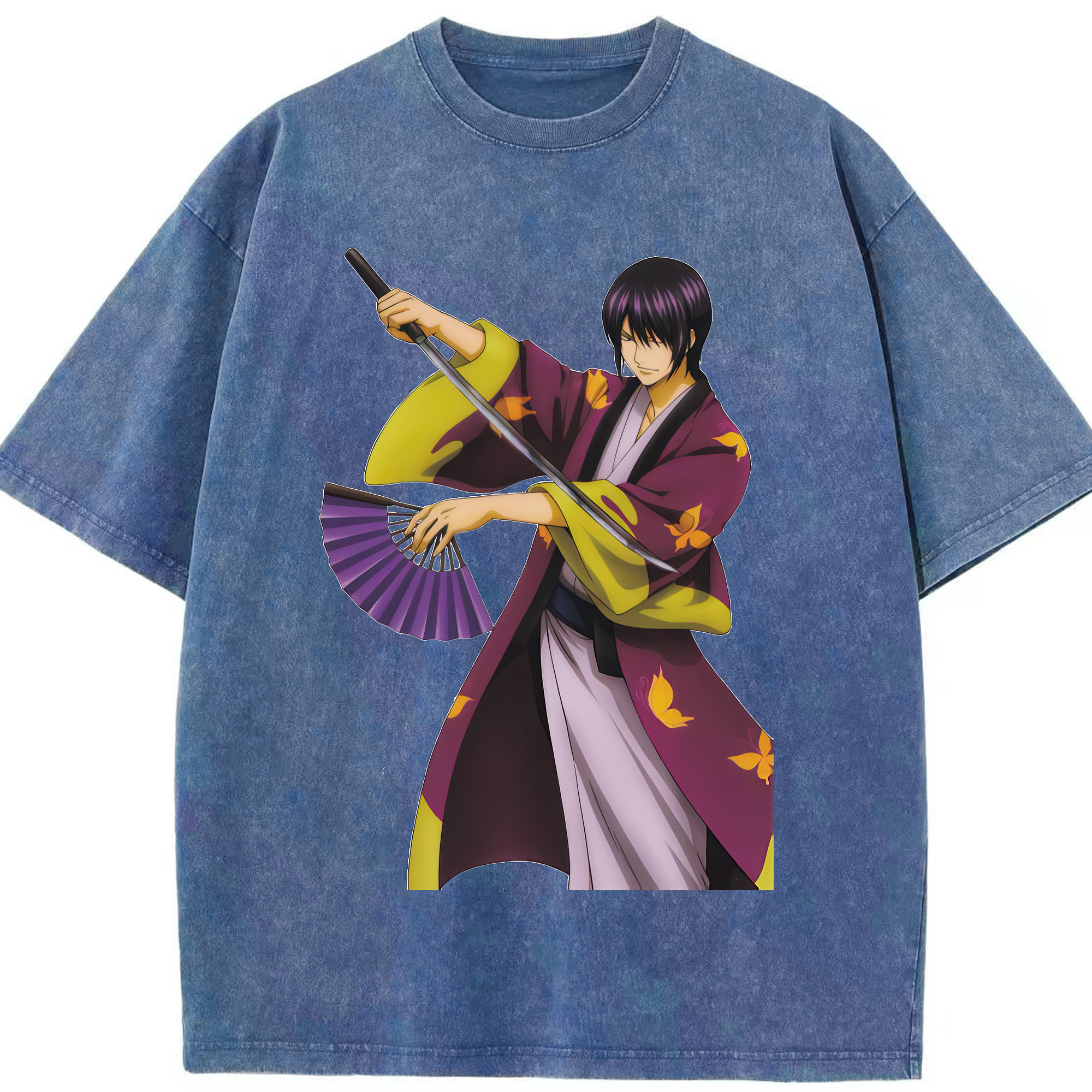 （画像用） ぎんたま 坂田銀時（さかたぎんとき） 神楽 志村新八（しむら しんぱち） GINTAMA Sakata Gintoki Kagura Shimura Shinpachi 綿100% ヴィンテージ風 半袖Tシャツ（フロントプリント）