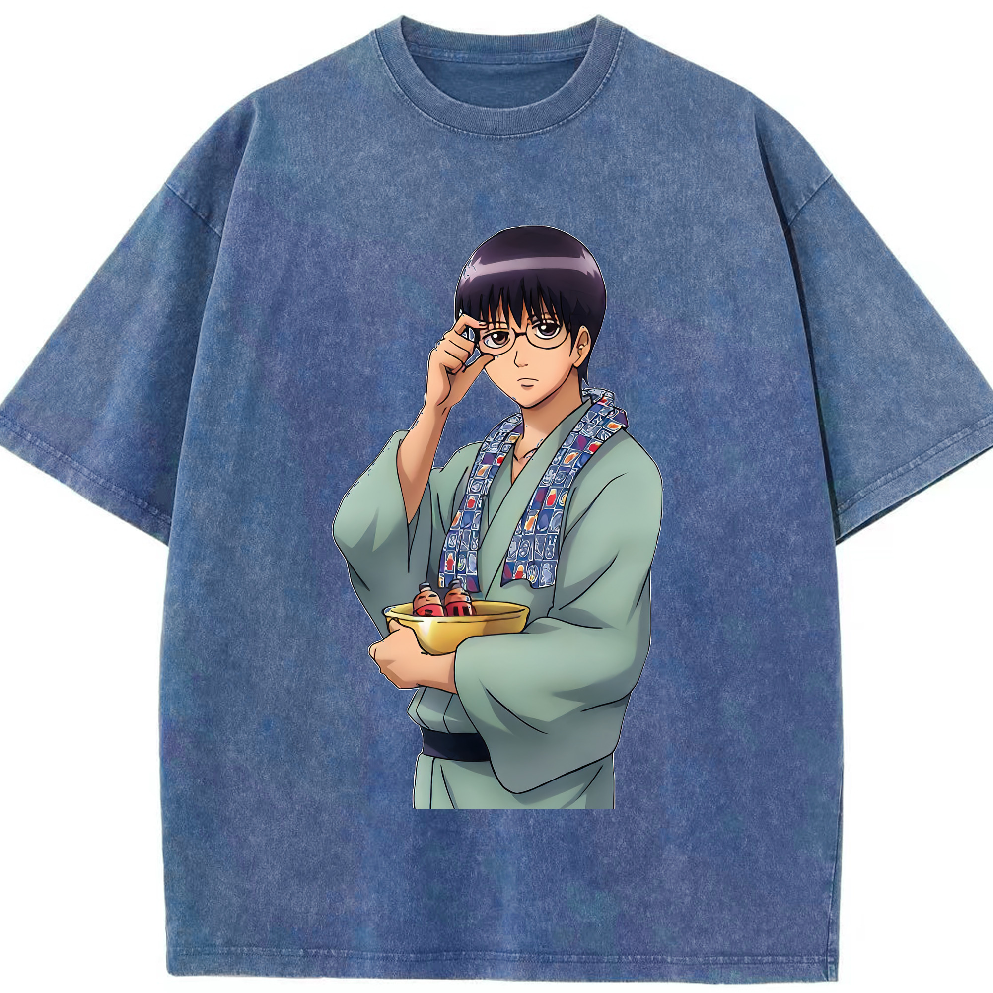 （画像用） ぎんたま 坂田銀時（さかたぎんとき） 神楽 志村新八（しむら しんぱち） GINTAMA Sakata Gintoki Kagura Shimura Shinpachi 綿100% ヴィンテージ風 半袖Tシャツ（フロントプリント）