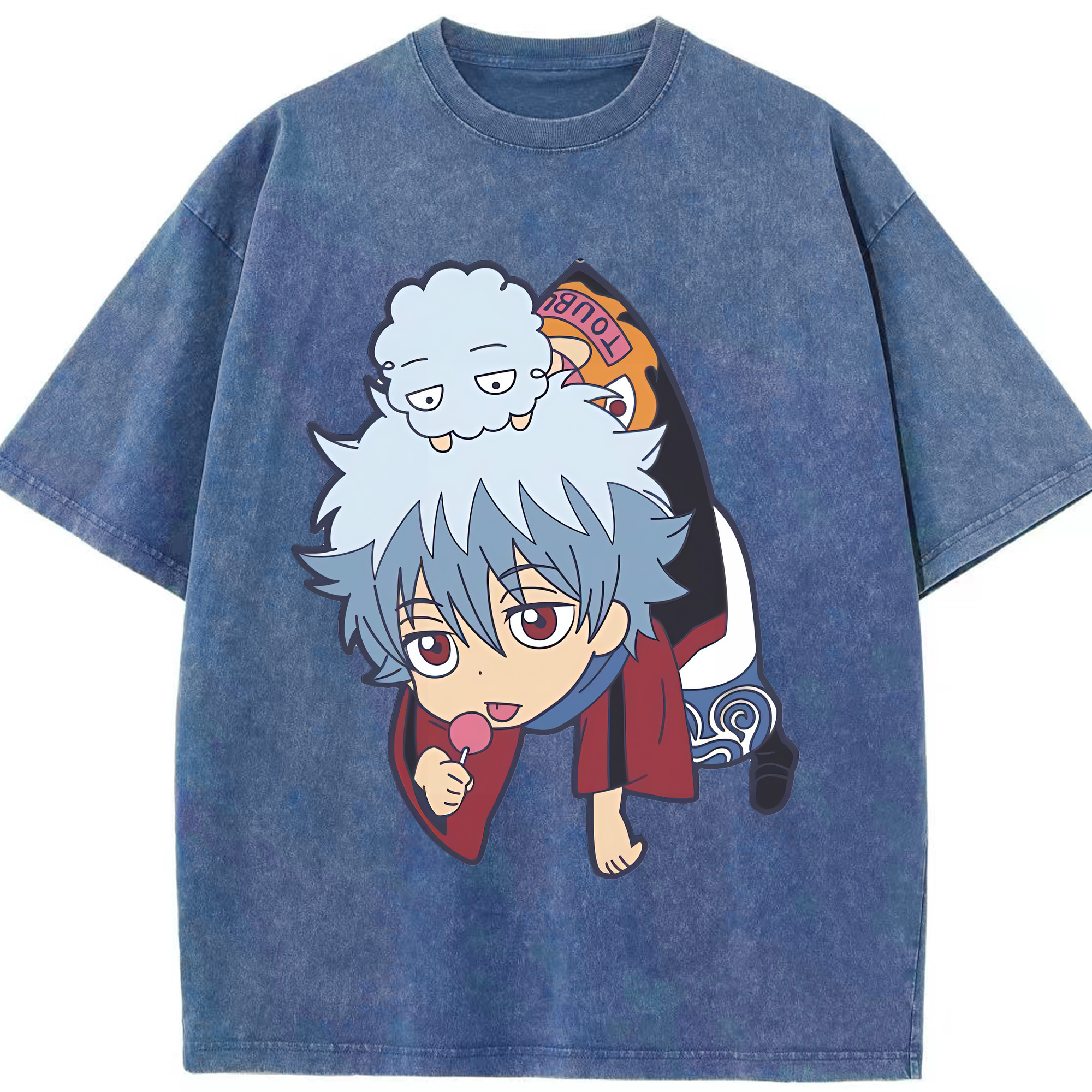 （画像用） ぎんたま 坂田銀時（さかたぎんとき） 神楽 志村新八（しむら しんぱち） GINTAMA Sakata Gintoki Kagura Shimura Shinpachi 綿100% ヴィンテージ風 半袖Tシャツ（フロントプリント）
