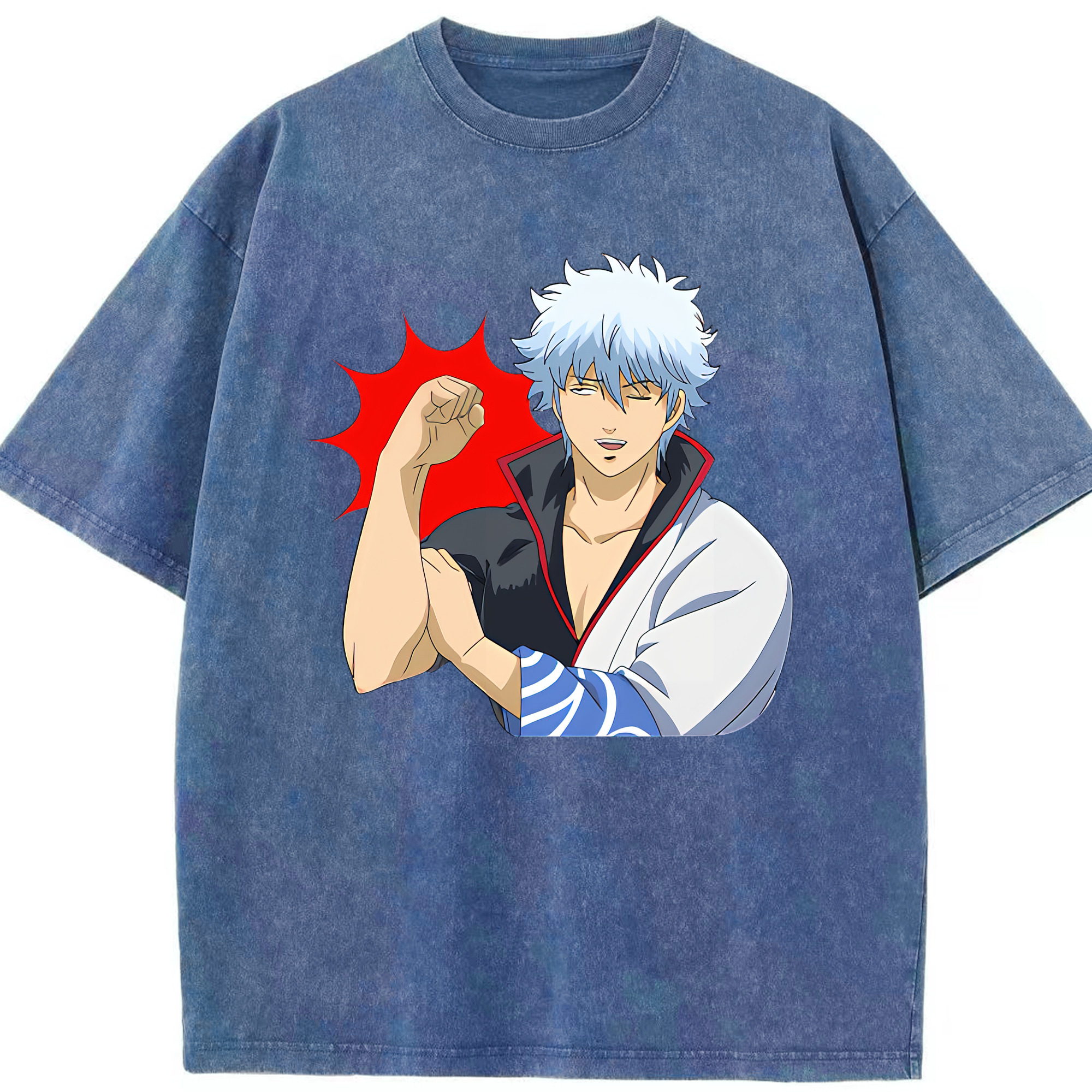 （画像用） ぎんたま 坂田銀時（さかたぎんとき） 神楽 志村新八（しむら しんぱち） GINTAMA Sakata Gintoki Kagura Shimura Shinpachi 綿100% ヴィンテージ風 半袖Tシャツ（フロントプリント）