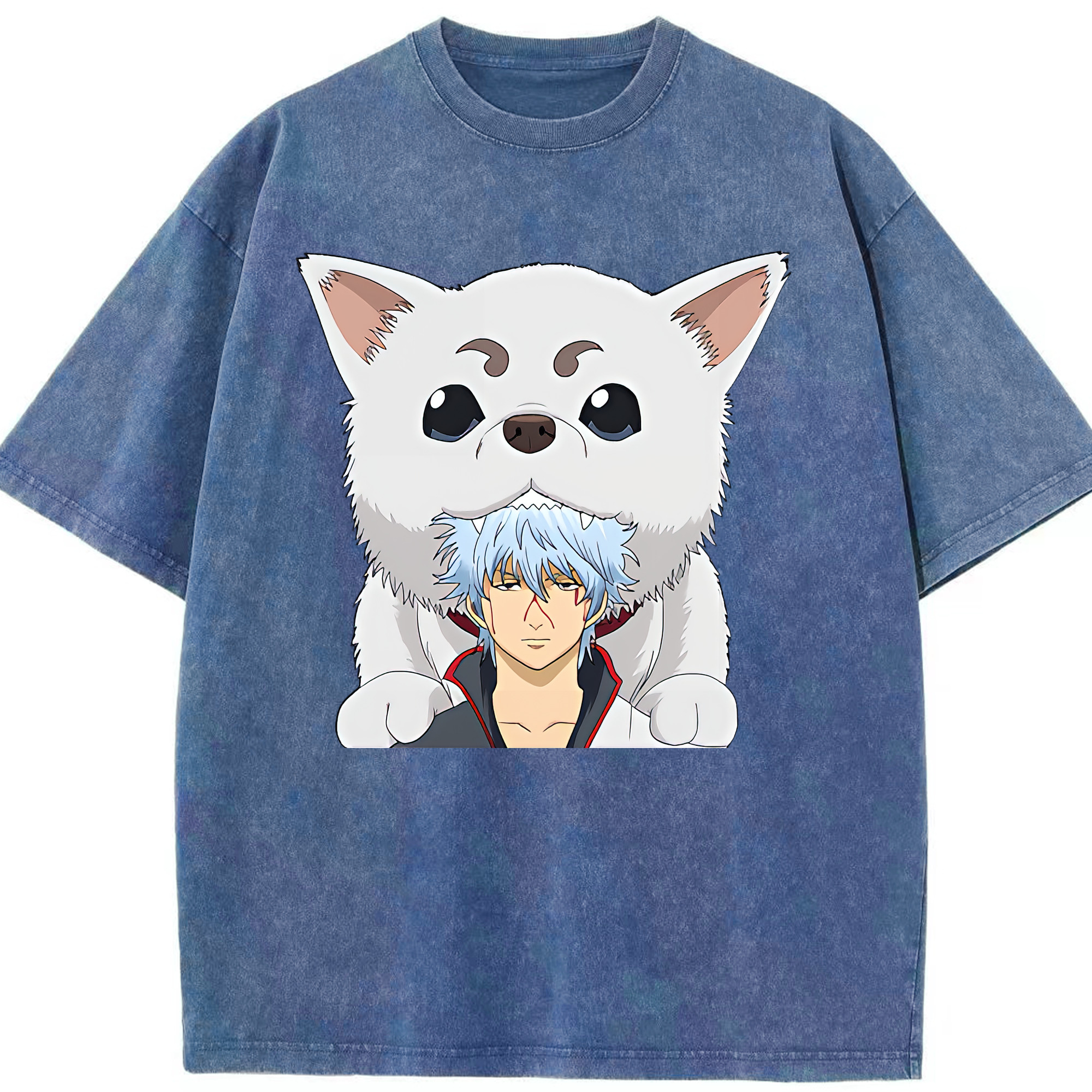 （画像用） ぎんたま 坂田銀時（さかたぎんとき） 神楽 志村新八（しむら しんぱち） GINTAMA Sakata Gintoki Kagura Shimura Shinpachi 綿100% ヴィンテージ風 半袖Tシャツ（フロントプリント）
