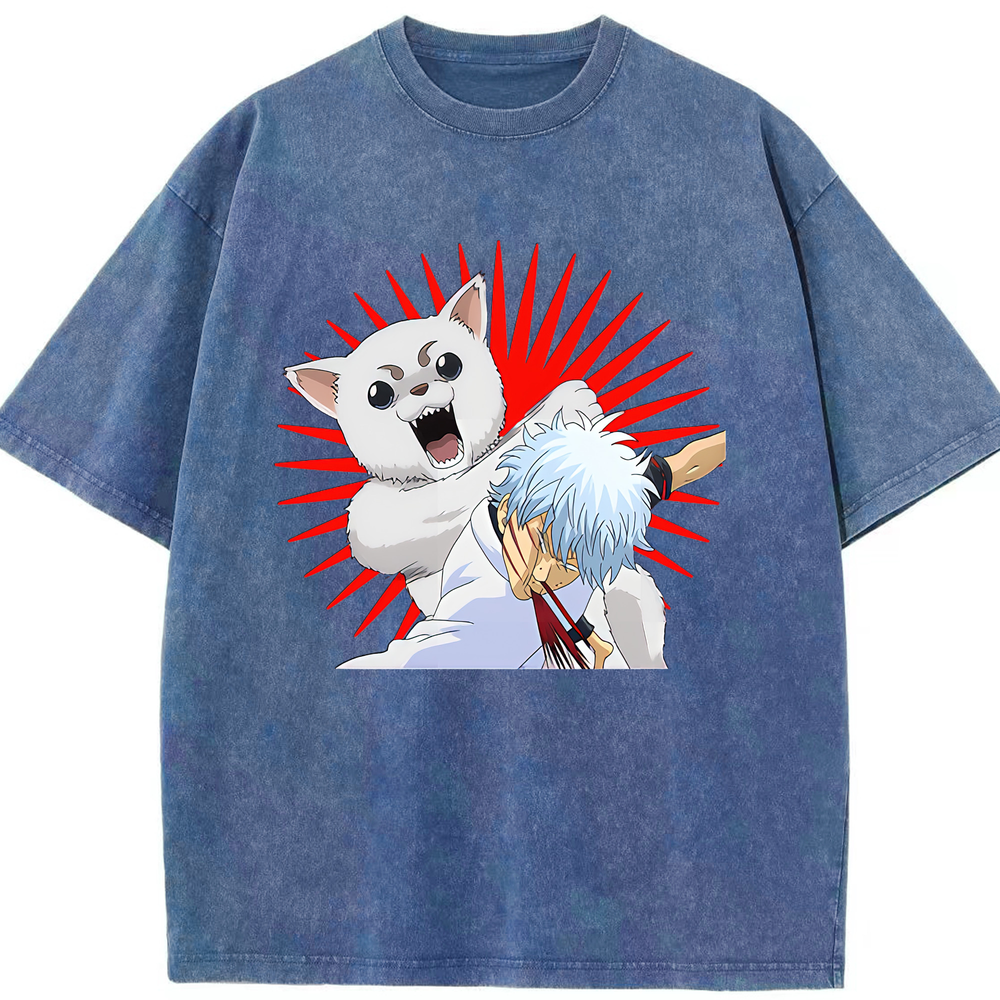 （画像用） ぎんたま 坂田銀時（さかたぎんとき） 神楽 志村新八（しむら しんぱち） GINTAMA Sakata Gintoki Kagura Shimura Shinpachi 綿100% ヴィンテージ風 半袖Tシャツ（フロントプリント）