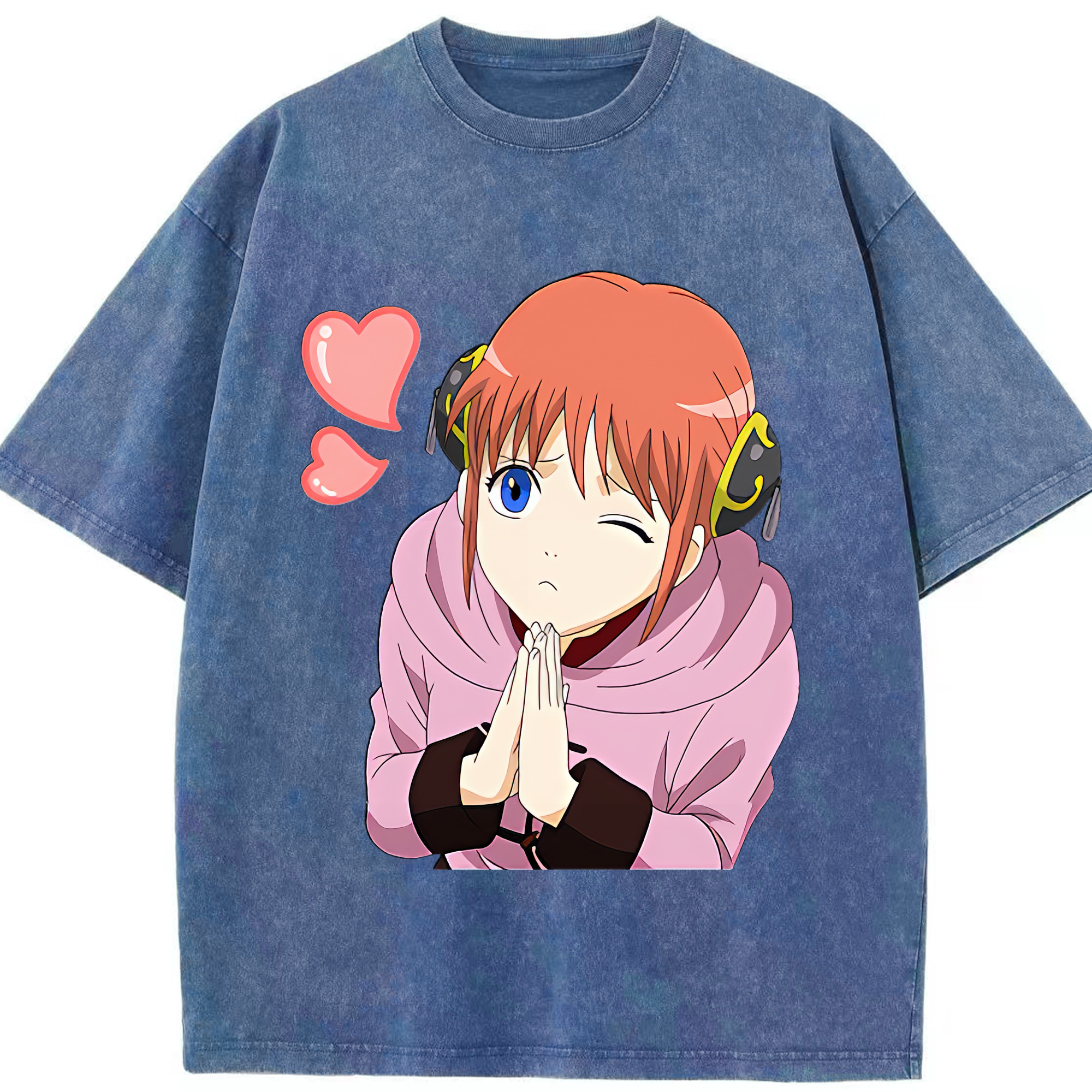 （画像用） ぎんたま 坂田銀時（さかたぎんとき） 神楽 志村新八（しむら しんぱち） GINTAMA Sakata Gintoki Kagura Shimura Shinpachi 綿100% ヴィンテージ風 半袖Tシャツ（フロントプリント）