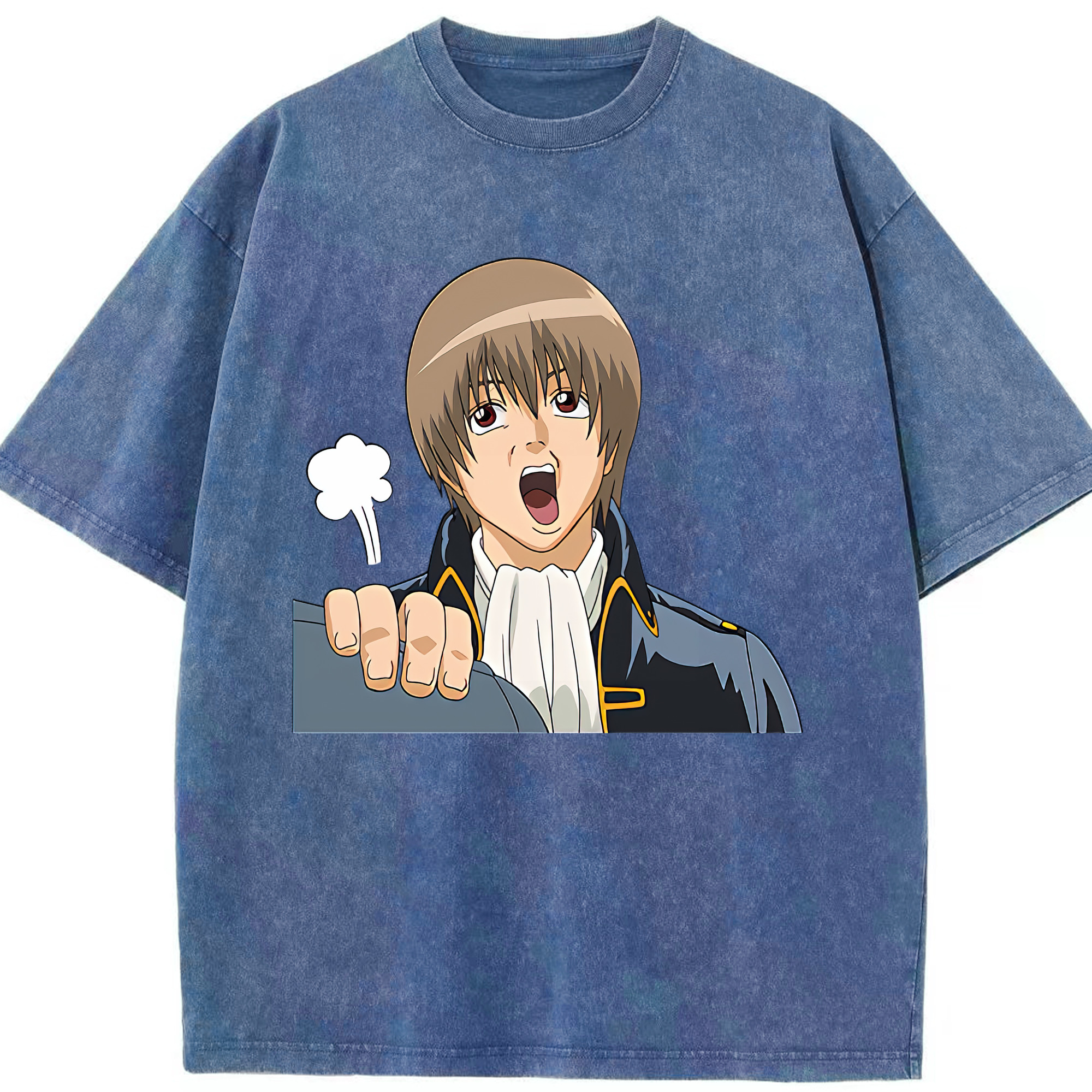 （画像用） ぎんたま 坂田銀時（さかたぎんとき） 神楽 志村新八（しむら しんぱち） GINTAMA Sakata Gintoki Kagura Shimura Shinpachi 綿100% ヴィンテージ風 半袖Tシャツ（フロントプリント）