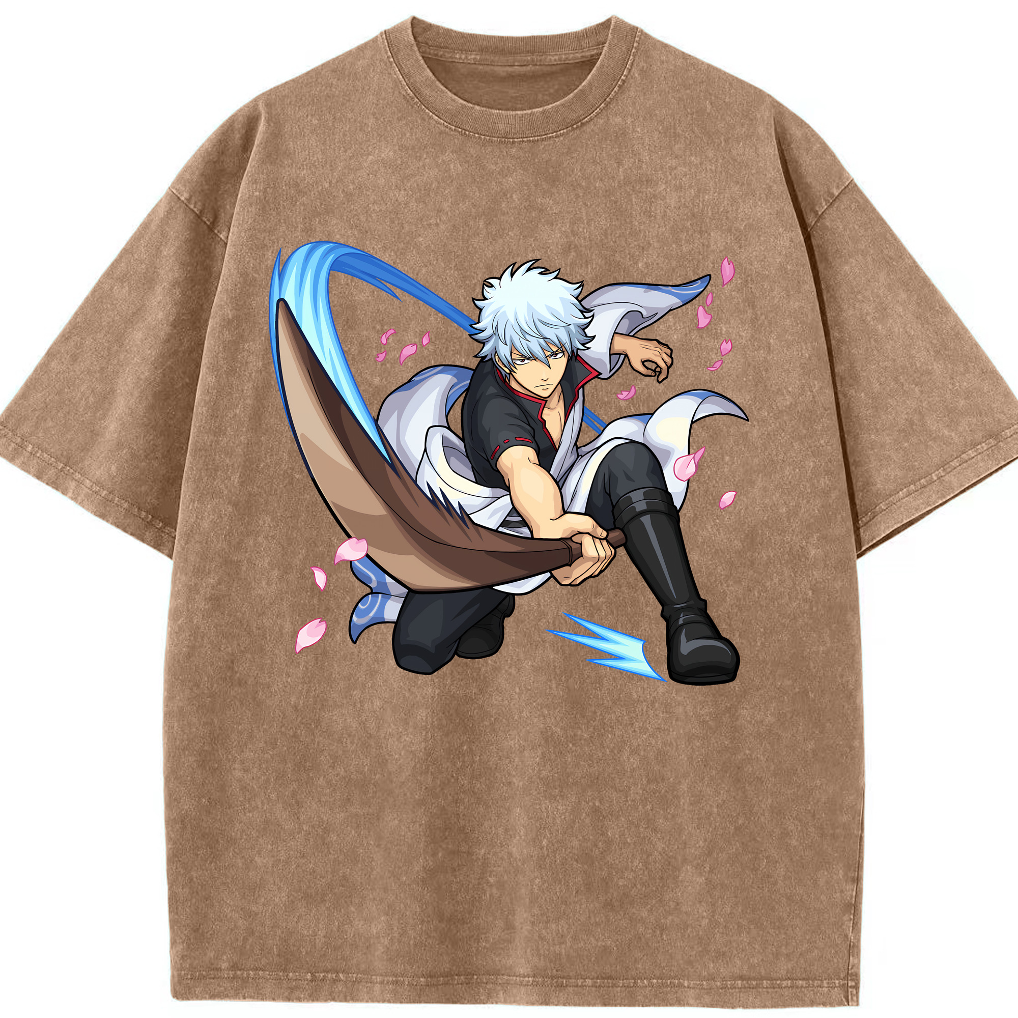 （画像用） ぎんたま 坂田銀時（さかたぎんとき） 神楽 志村新八（しむら しんぱち） GINTAMA Sakata Gintoki Kagura Shimura Shinpachi 綿100% ヴィンテージ風 半袖Tシャツ（フロントプリント）