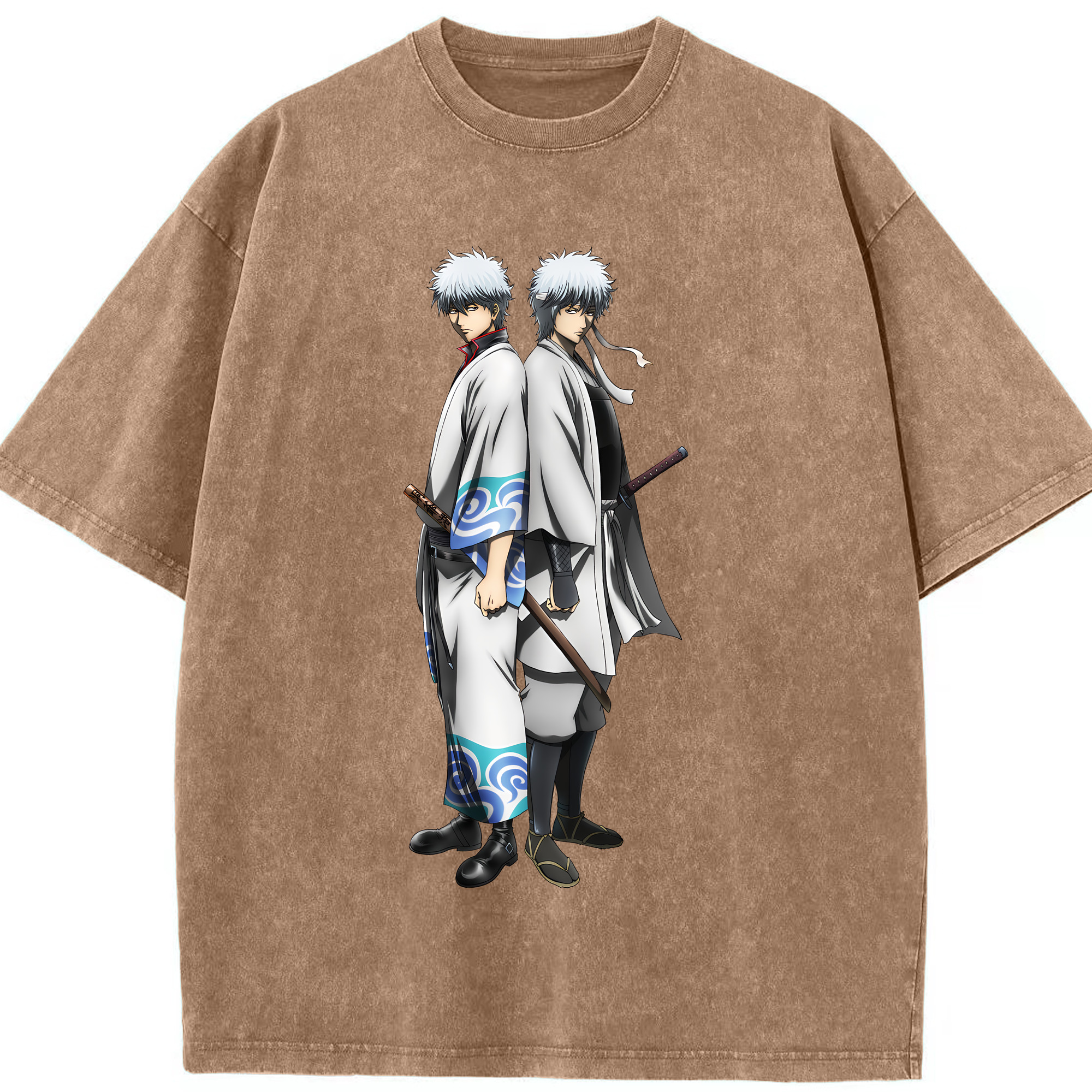 （画像用） ぎんたま 坂田銀時（さかたぎんとき） 神楽 志村新八（しむら しんぱち） GINTAMA Sakata Gintoki Kagura Shimura Shinpachi 綿100% ヴィンテージ風 半袖Tシャツ（フロントプリント）