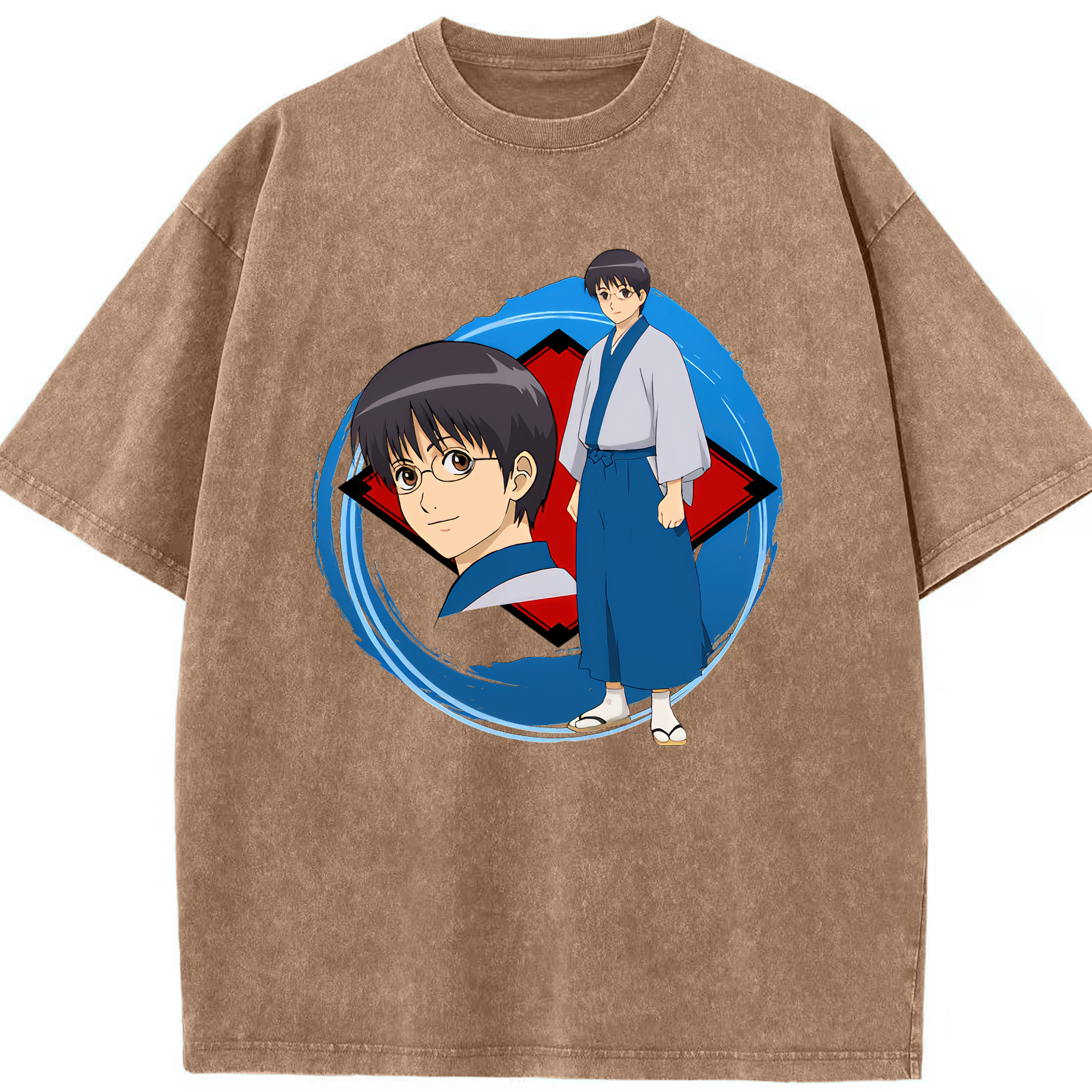 （画像用） ぎんたま 坂田銀時（さかたぎんとき） 神楽 志村新八（しむら しんぱち） GINTAMA Sakata Gintoki Kagura Shimura Shinpachi 綿100% ヴィンテージ風 半袖Tシャツ（フロントプリント）