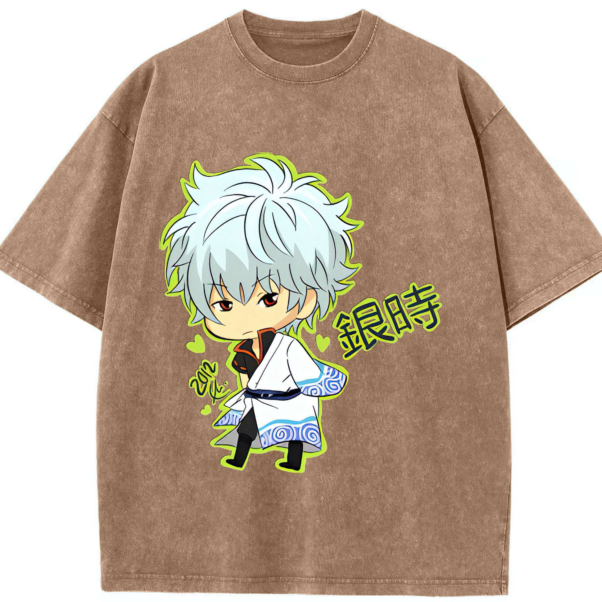 （画像用） ぎんたま 坂田銀時（さかたぎんとき） 神楽 志村新八（しむら しんぱち） GINTAMA Sakata Gintoki Kagura Shimura Shinpachi 綿100% ヴィンテージ風 半袖Tシャツ（フロントプリント）