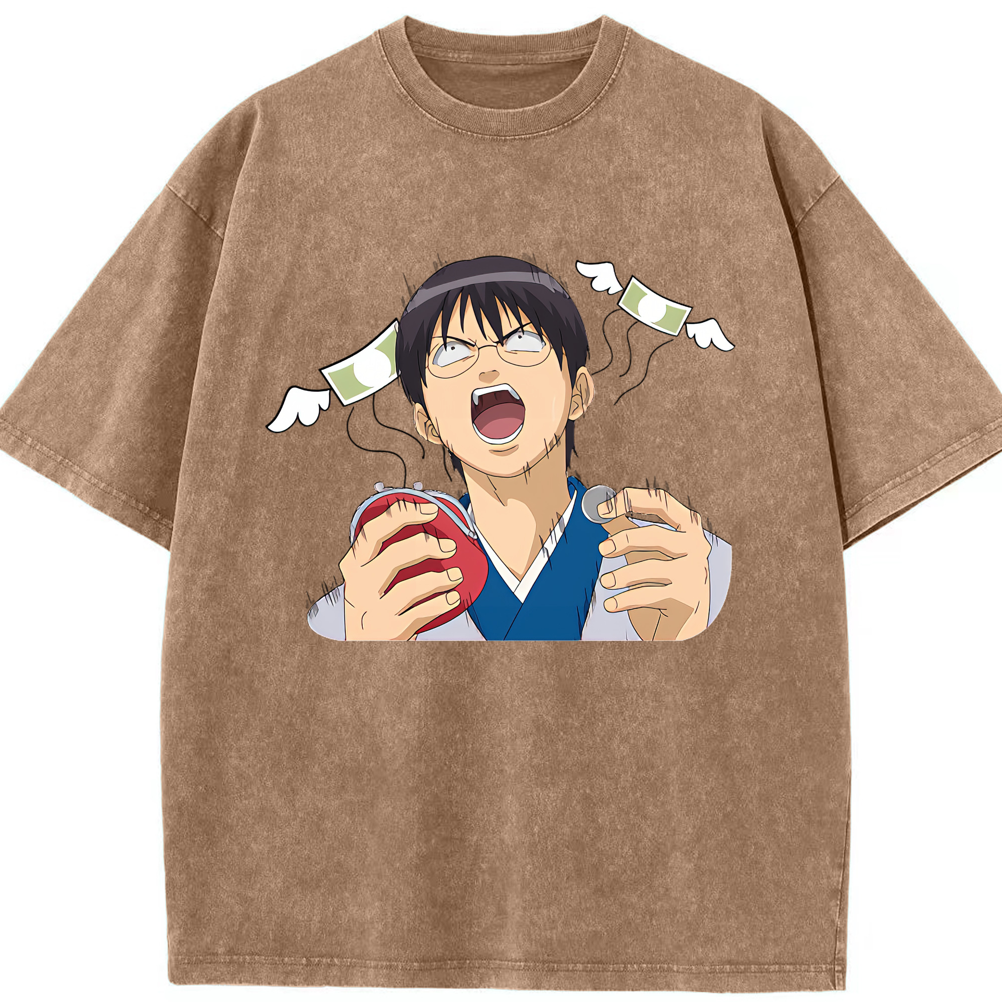（画像用） ぎんたま 坂田銀時（さかたぎんとき） 神楽 志村新八（しむら しんぱち） GINTAMA Sakata Gintoki Kagura Shimura Shinpachi 綿100% ヴィンテージ風 半袖Tシャツ（フロントプリント）